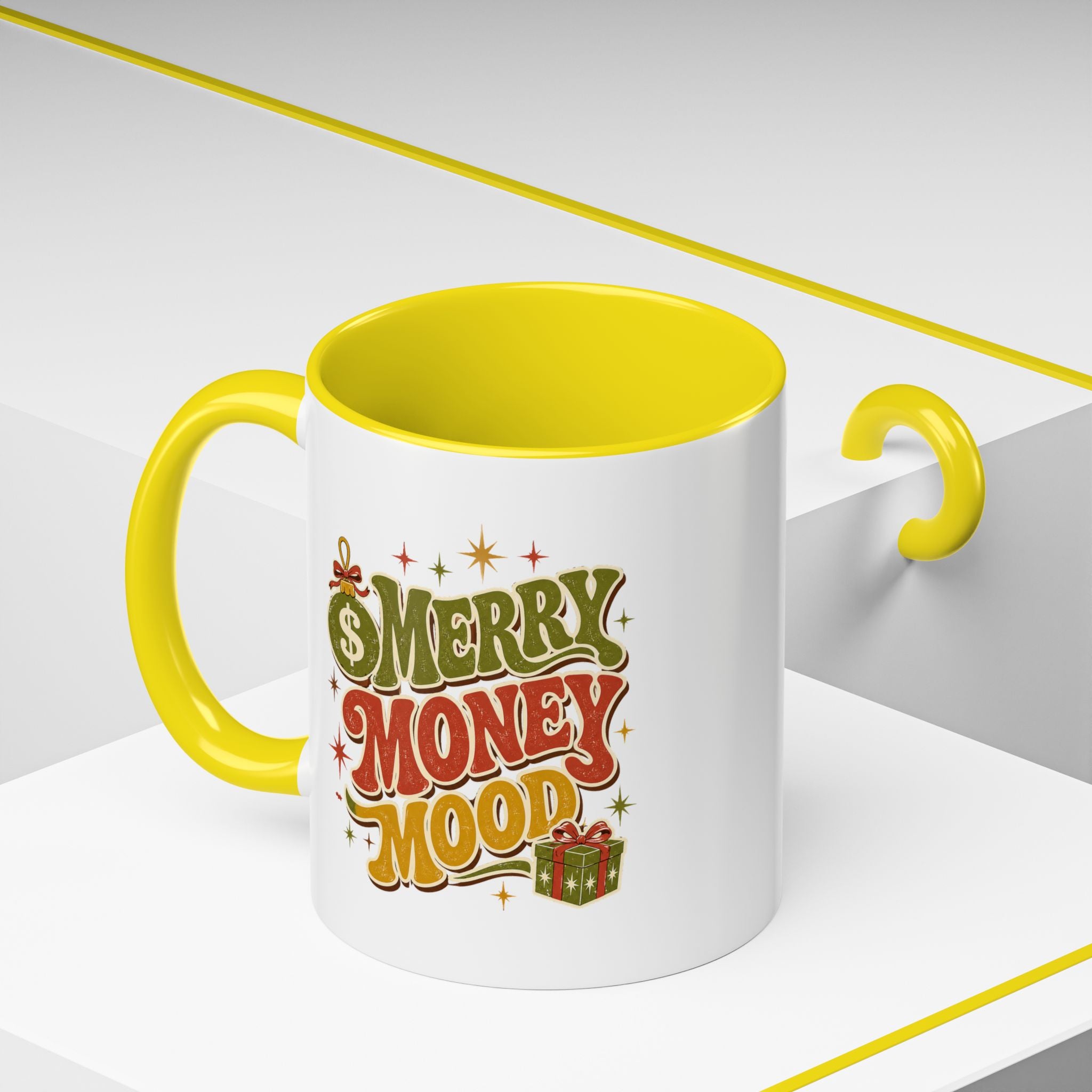 Modern Day Christmas Merry Money Mood Coffee Mug – Holiday Retro Gift Mug