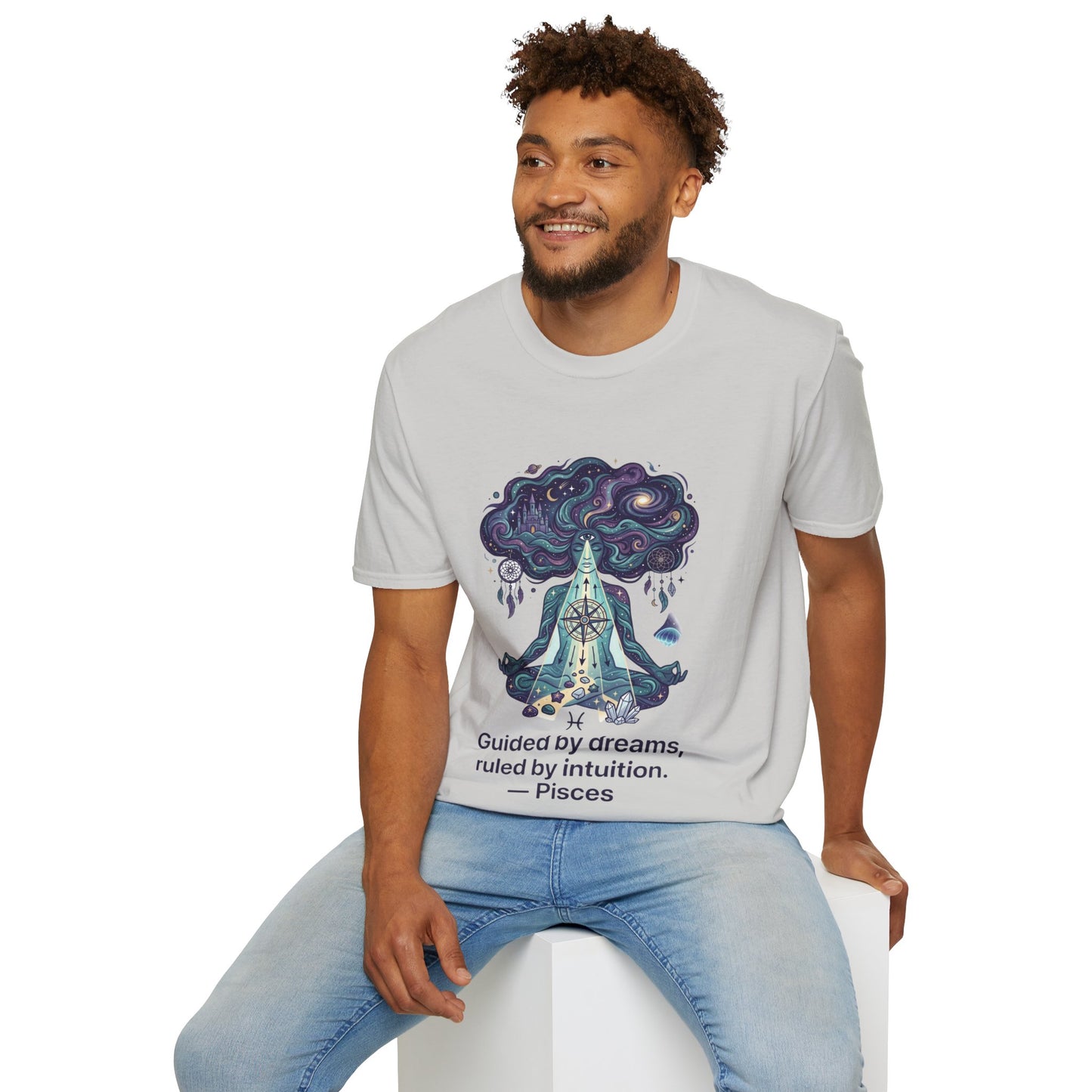 Dreamy Meditation T-Shirt — 'Guided by dreams, ruled by intuition' Spiritual Art Tee