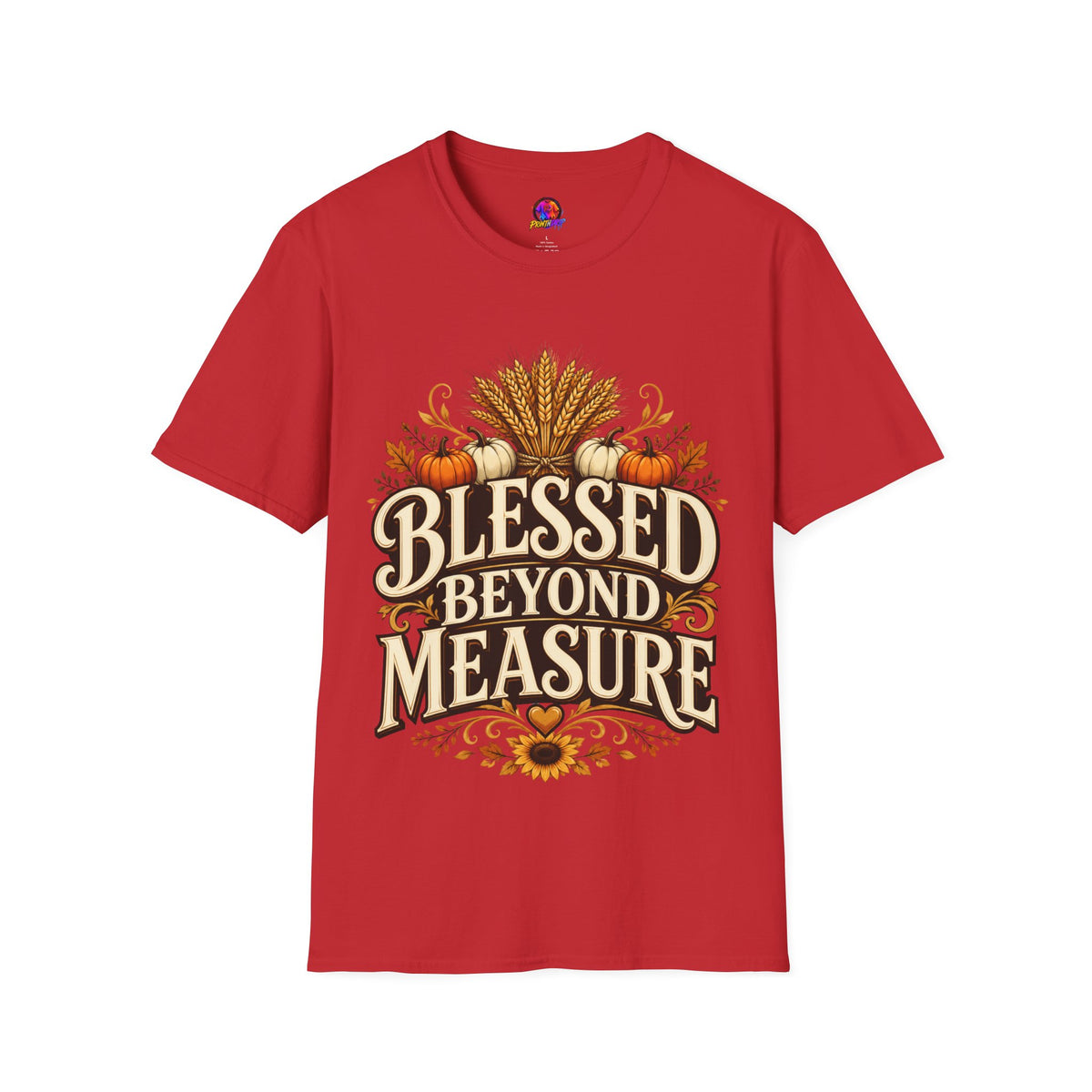 Thanksgiving T-Shirt Blessed Beyond Measure T-Shirt — Fall Harvest Pumpkin & Wheat Tee