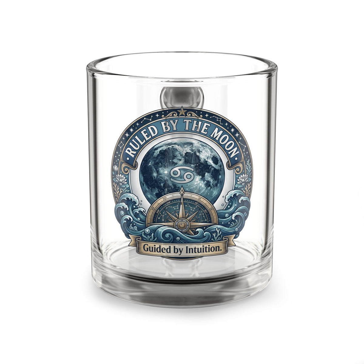 Cancer Zodiac  Ruled by the Moon Glass Mug — Zodiac Cancer Moon Phase Coffee Cup (Guided by Intuition)