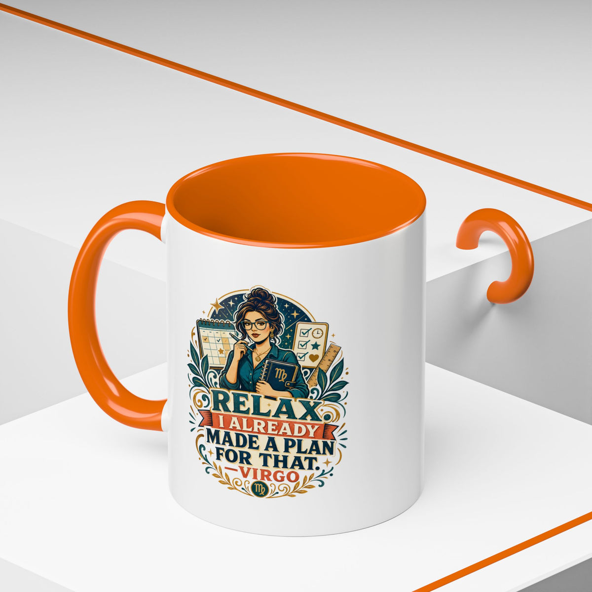 Virgo Zodiac Mug Accent Coffee Mug — "Relax I Already Made a Plan for That" Virgo Astrology Mug