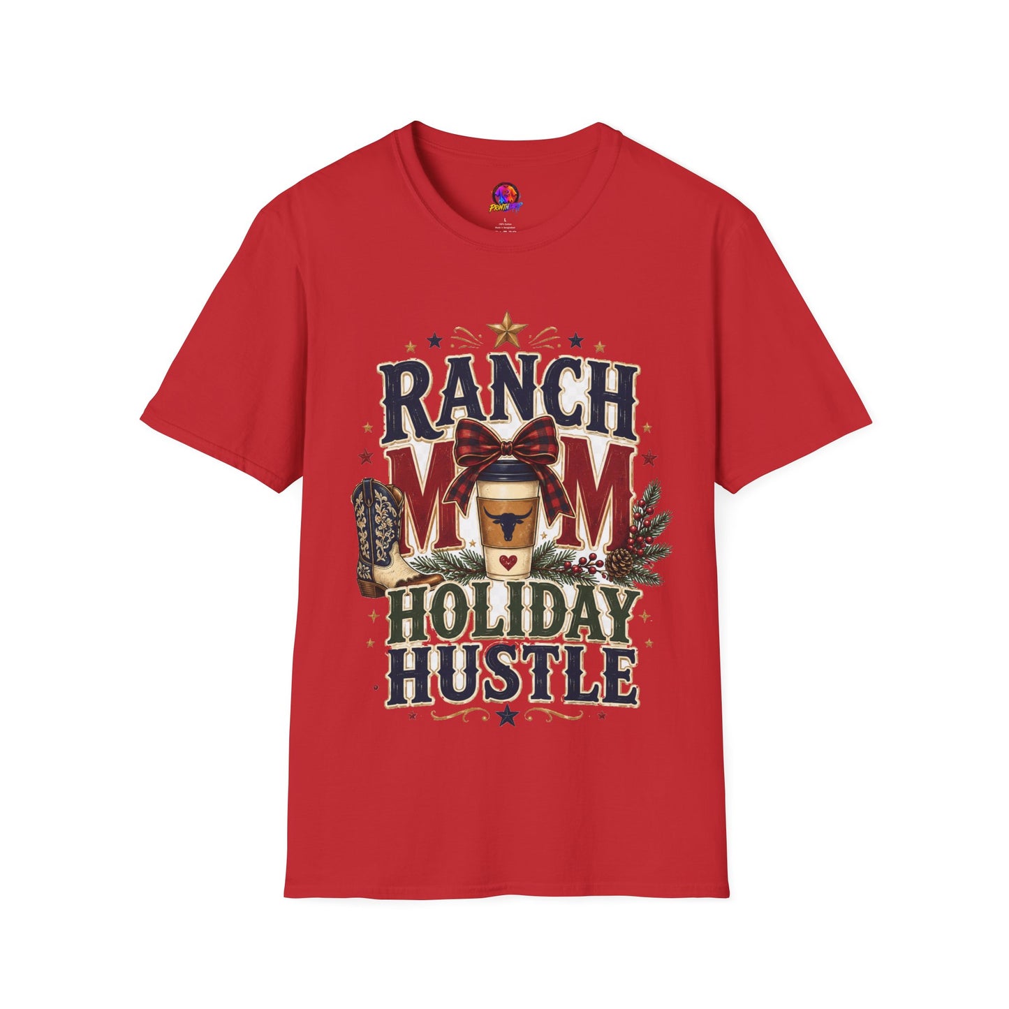 Ranch Mom Holiday Hustle T-Shirt — Festive Western Mom Tee