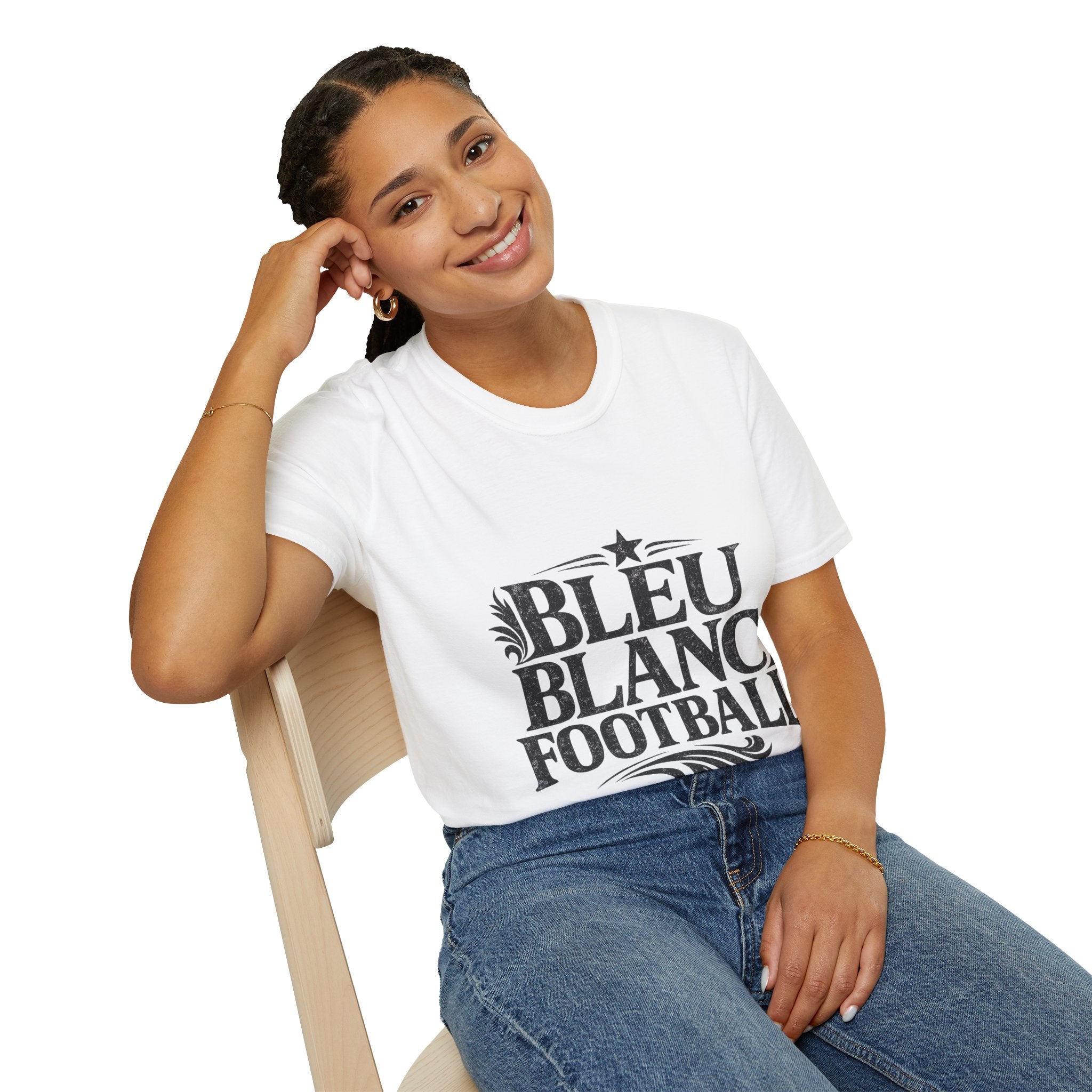 France Bleu Blanc Football T-Shirt — Vintage French Football Tee