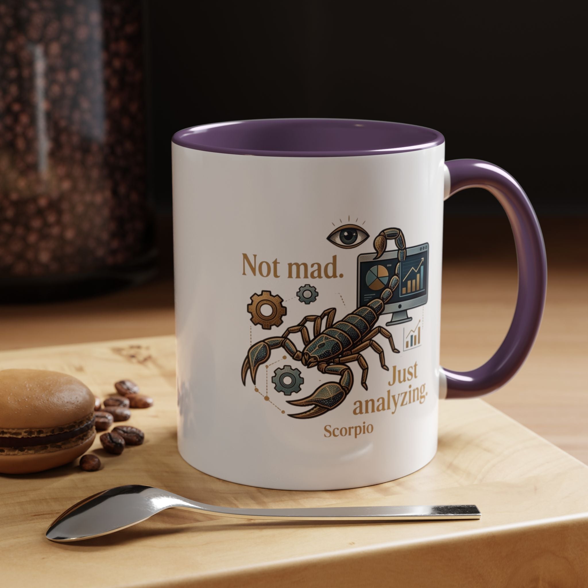 Scorpio Coffee Mug — "Not Mad. Just Analyzing." Accent 11/15oz