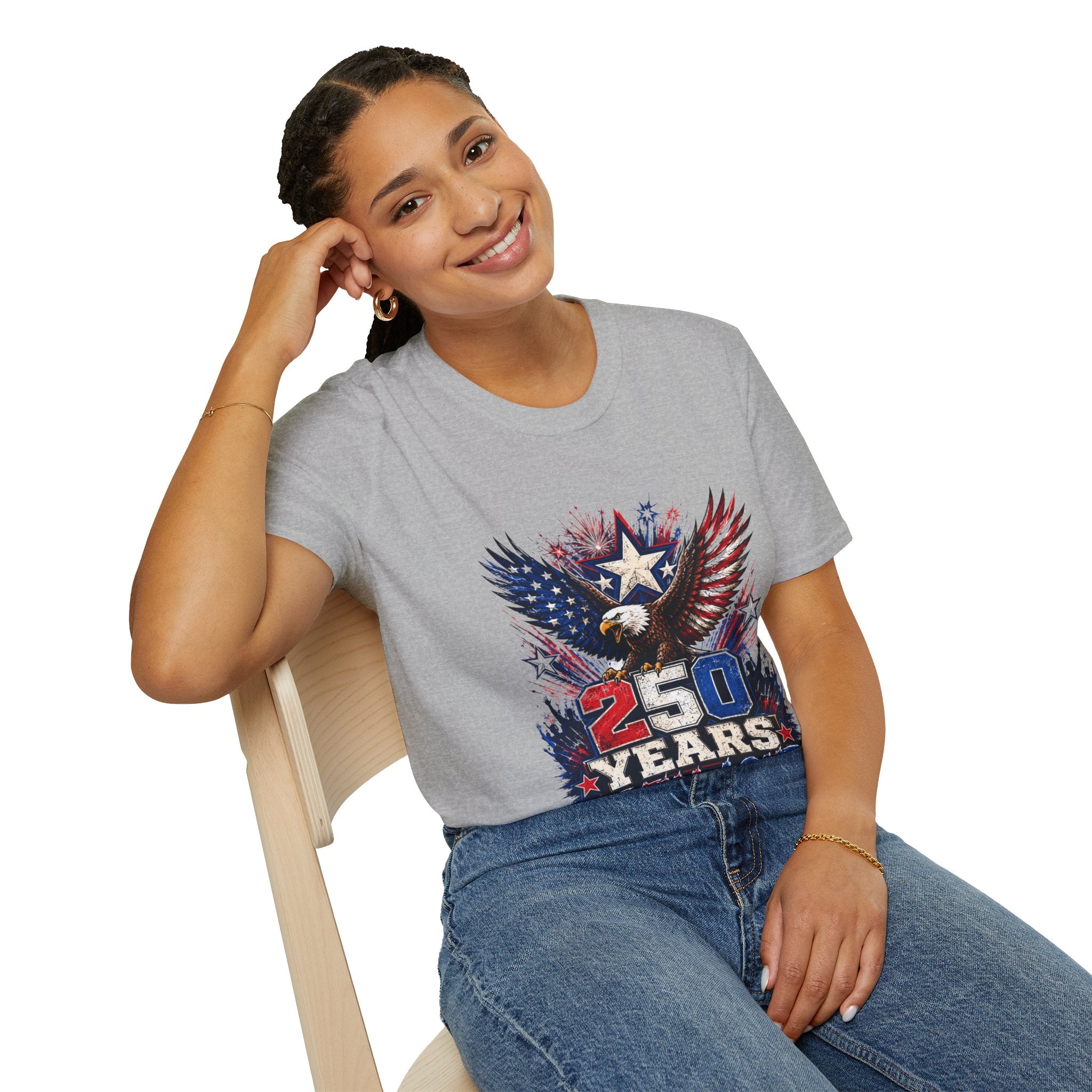 T-Shirt — Patriotic Eagle "250 Years Still Loud" American Flag Tee