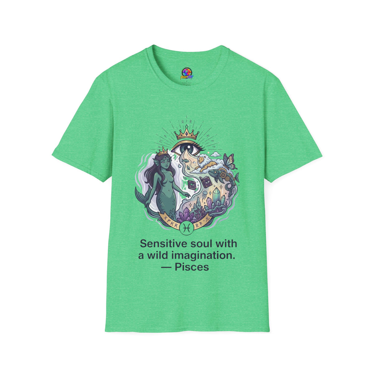 Pisces Zodiac Mystical Mermaid Art T-Shirt — "Sensitive soul with a wild imagination"