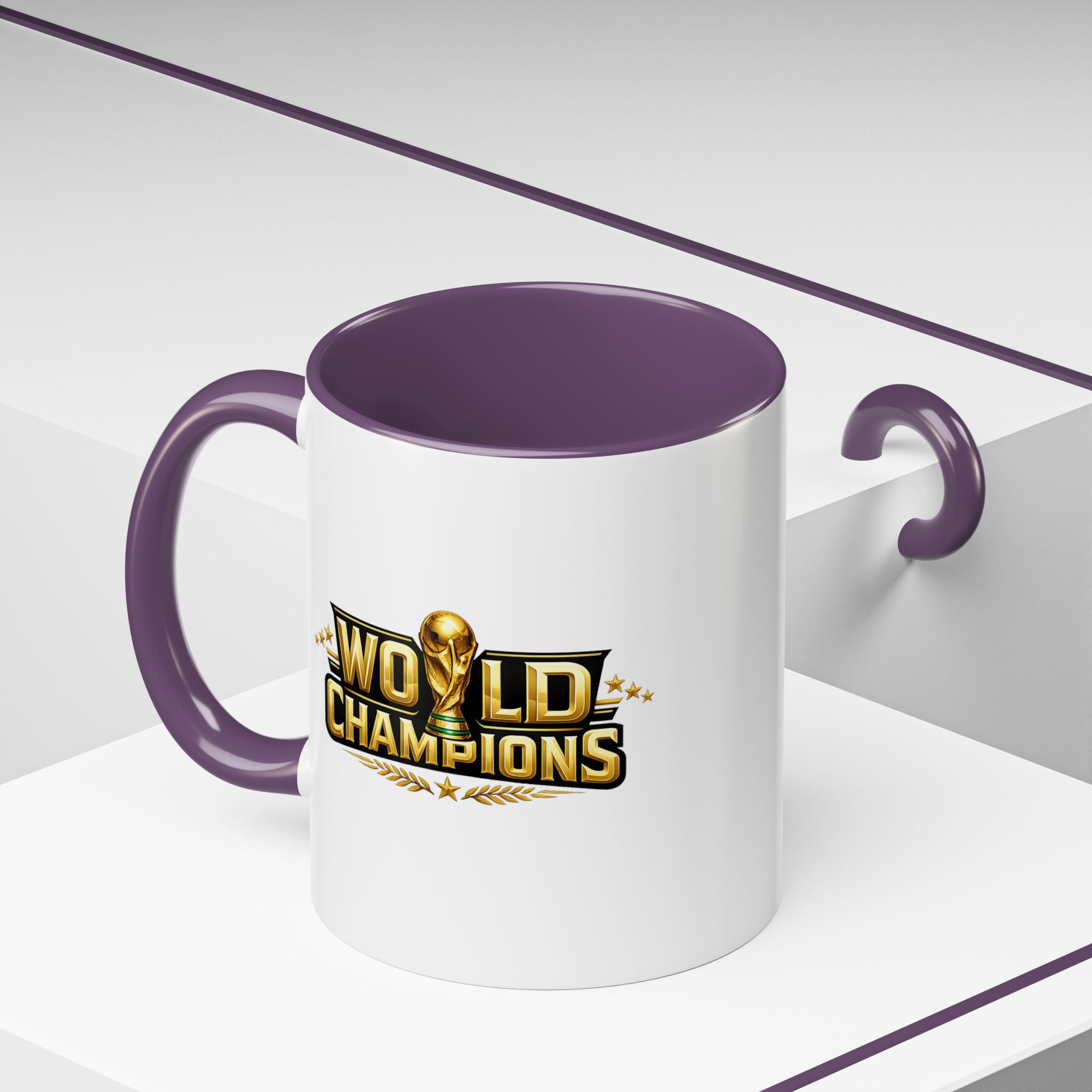 World Champions Accent Coffee Mug – Gold Trophy Sports Fan