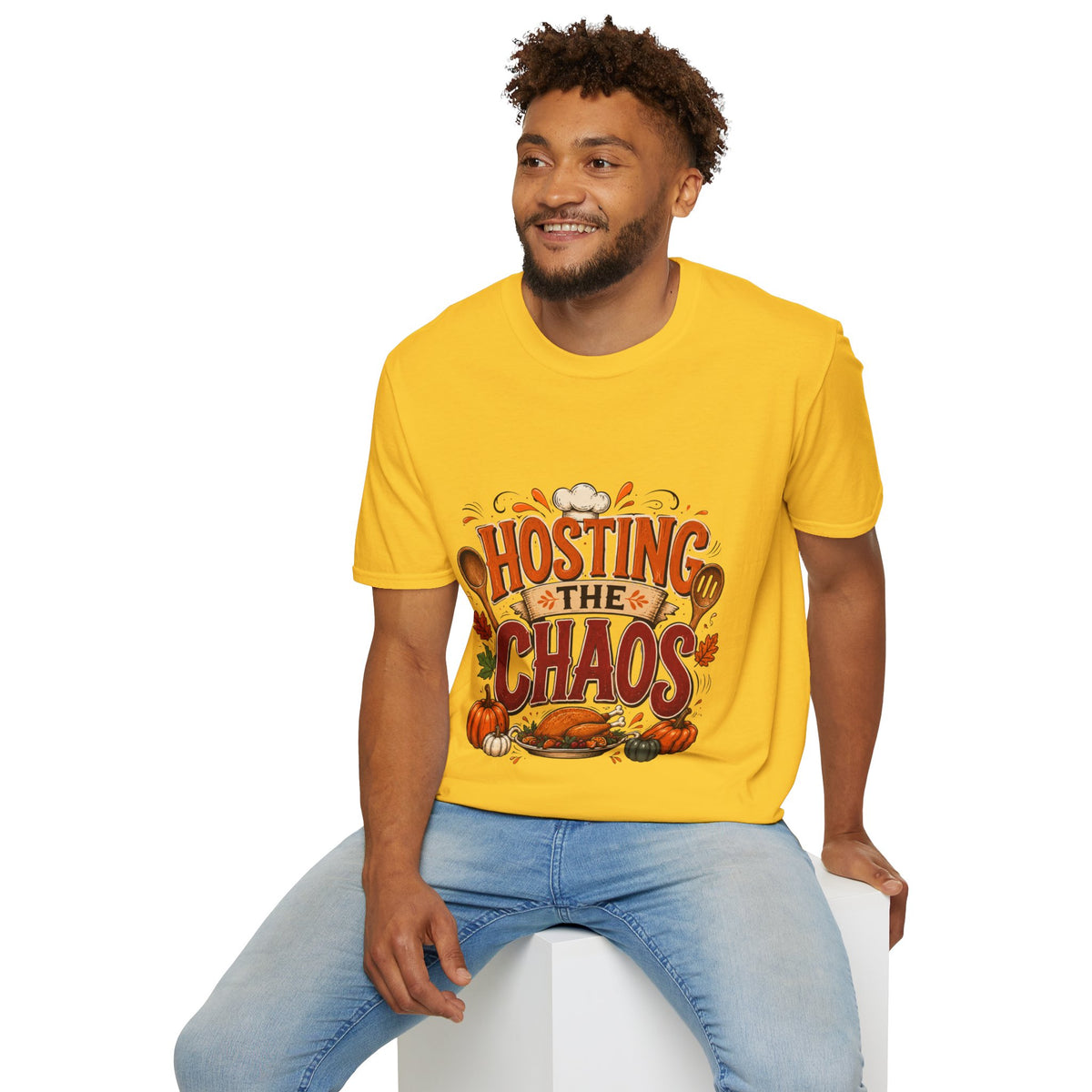 Thanksgiving T-Shirt Hosting the Chaos T-Shirt — Funny Thanksgiving Cooking Shirt for Hosts