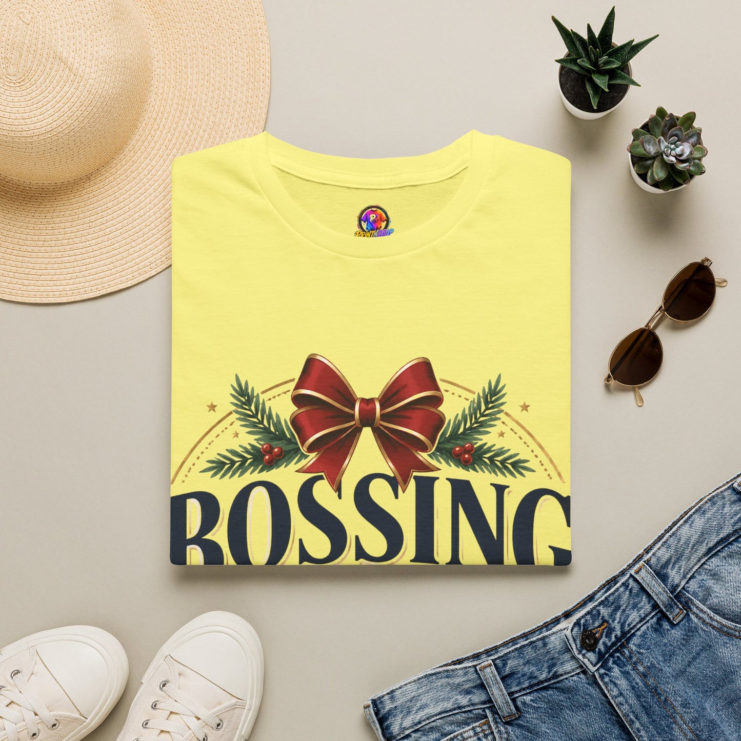 Christmas “Bossing Through Christmas” T‑Shirt — Funny Holiday Boss Gift