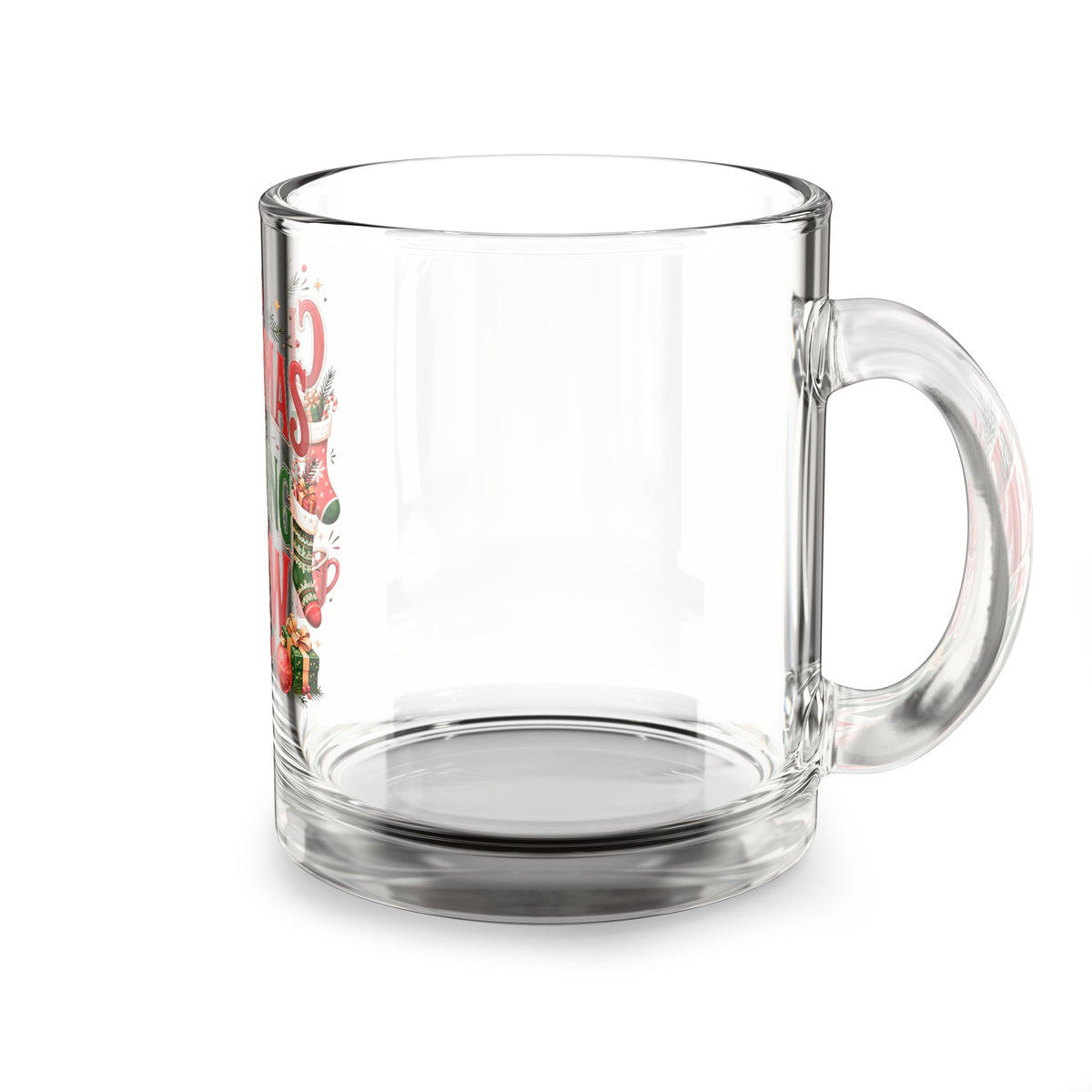 Christmas Glass Mug 10 oz Christmas Morning Crew Glass Mug — 10oz Holiday Coffee Cup