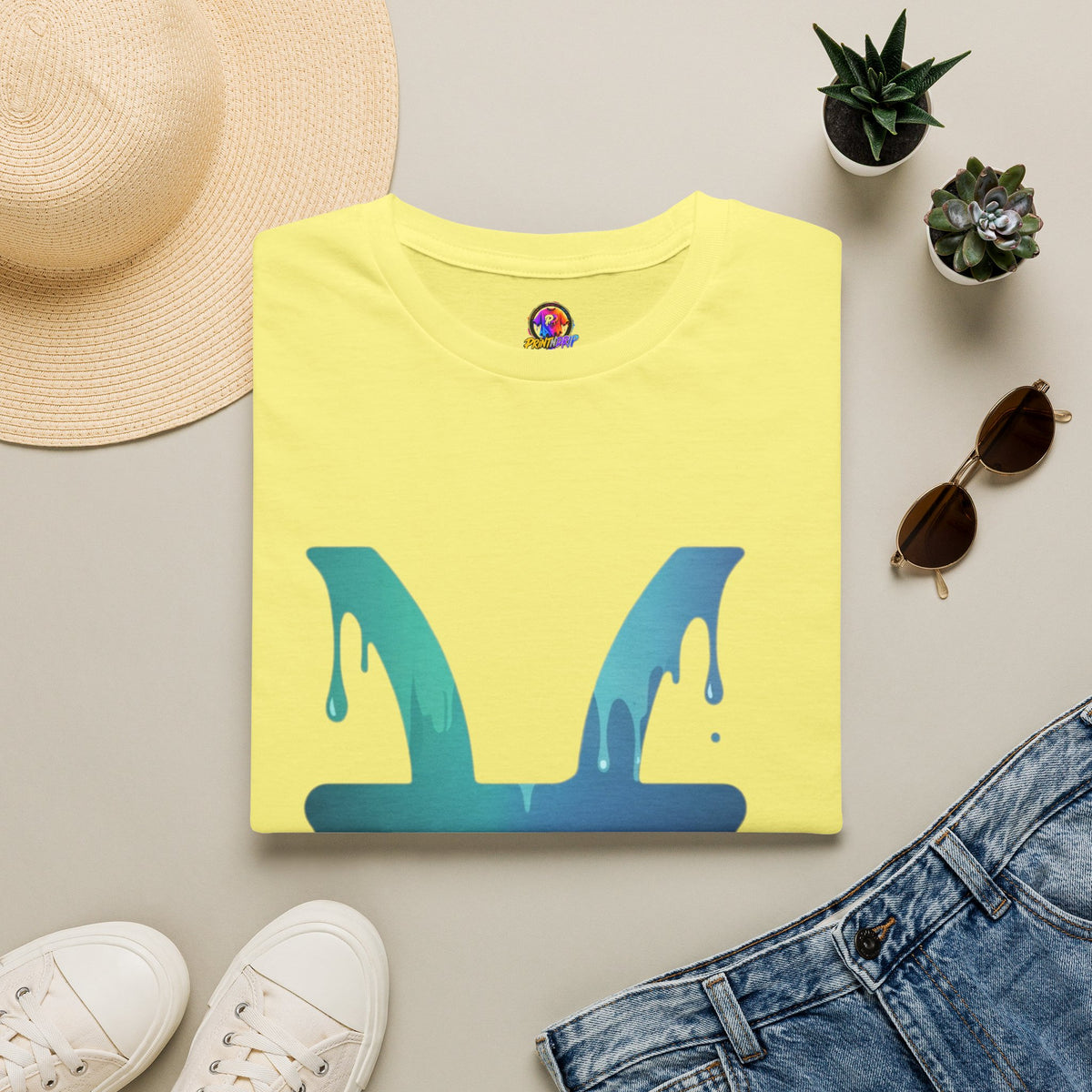 Pisces Drip Zodiac T-Shirt — Blue Gradient Astrological Tee