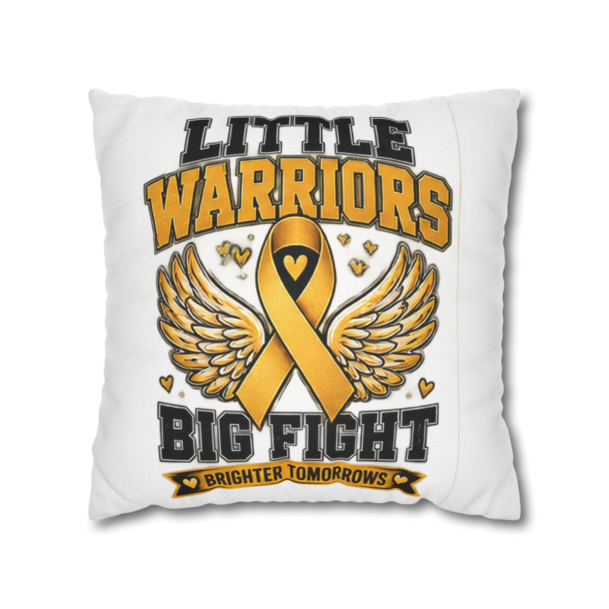 Champion Kids Pillow - "Little Warriors Big Fight" Childhood Cancer Awareness Throw Pillowcase
