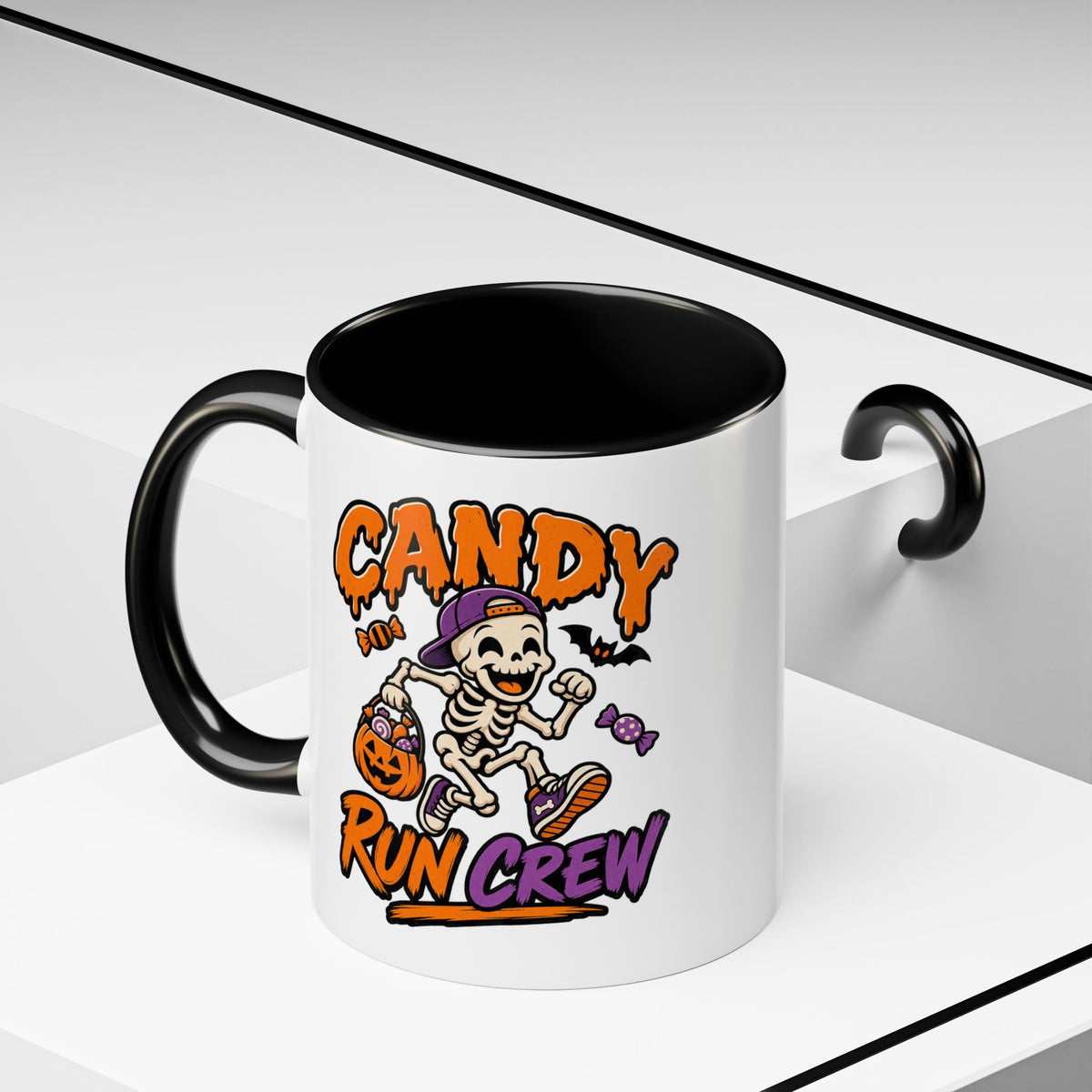 Candy Run Crew Coffee Mug — Halloween Skeleton Trick-or-Treat Accent Mug (11/15oz)