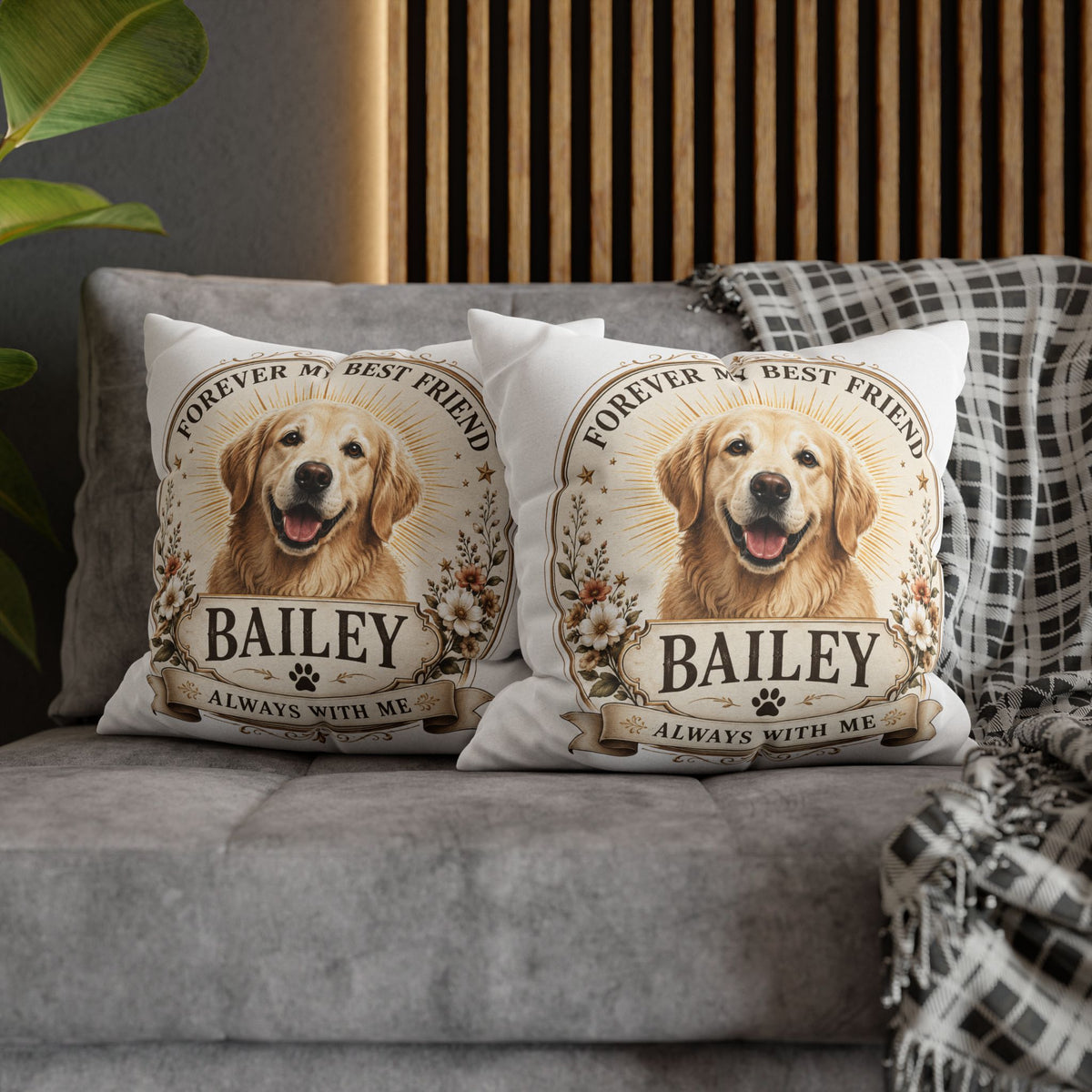 Personalized Dog Pillowcase Milo Bailey Dog Dad Mom - "Forever My Best Friend" Golden Retriever Tribute