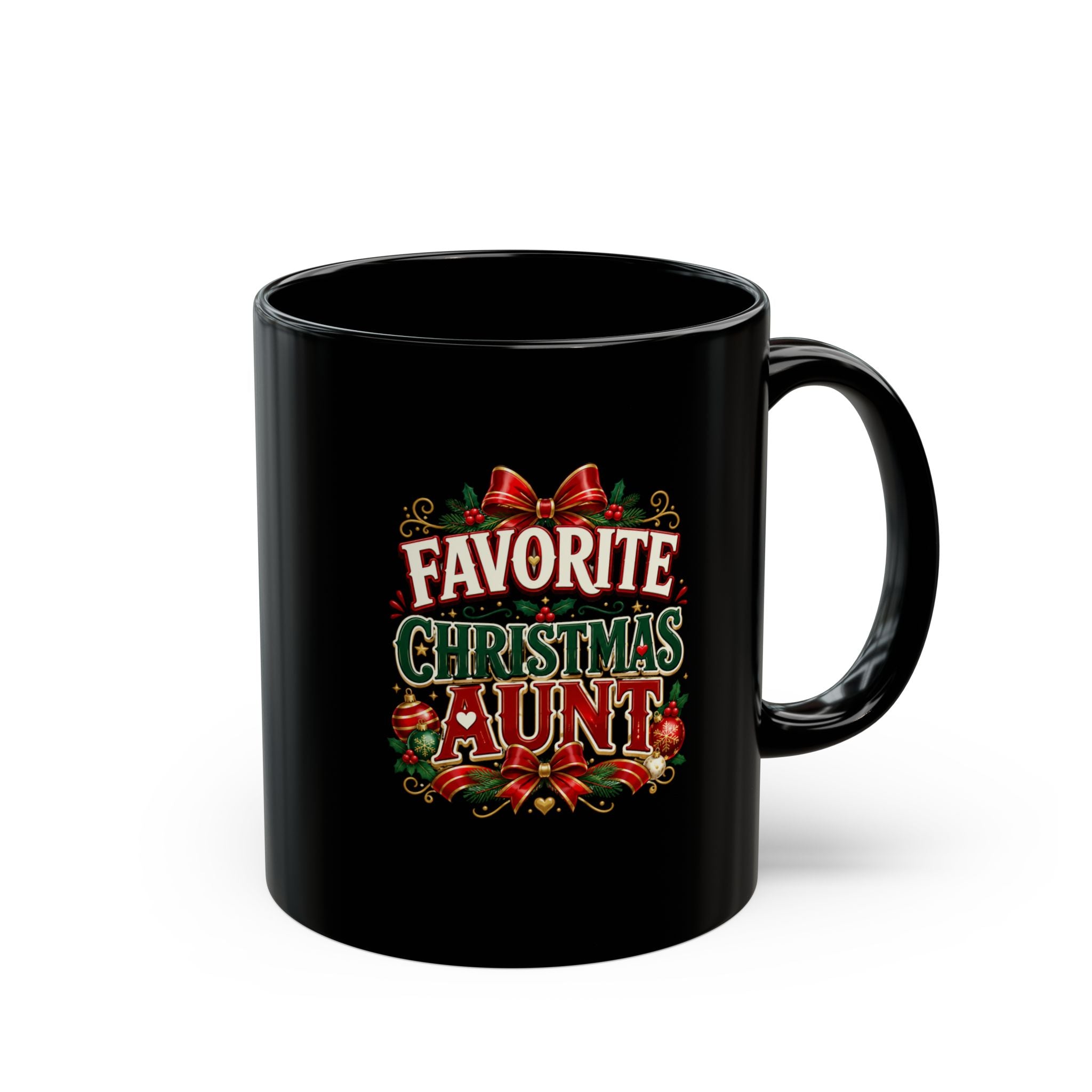 Favorite Christmas Aunt Mug – Festive Black Holiday Coffee Cup