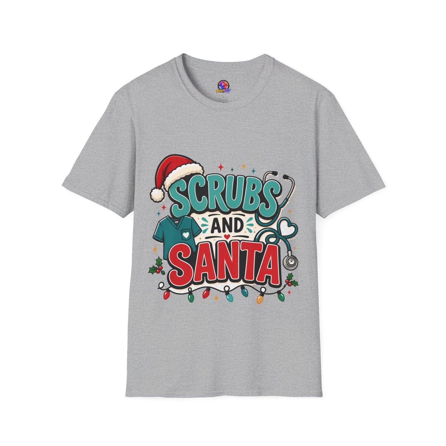 Scrubs and Santa Christmas T-Shirt — Cute Holiday Nurse Tee