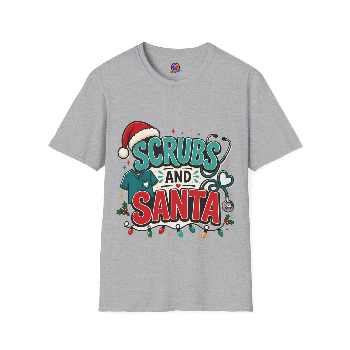 Scrubs and Santa Christmas T-Shirt — Cute Holiday Nurse Tee