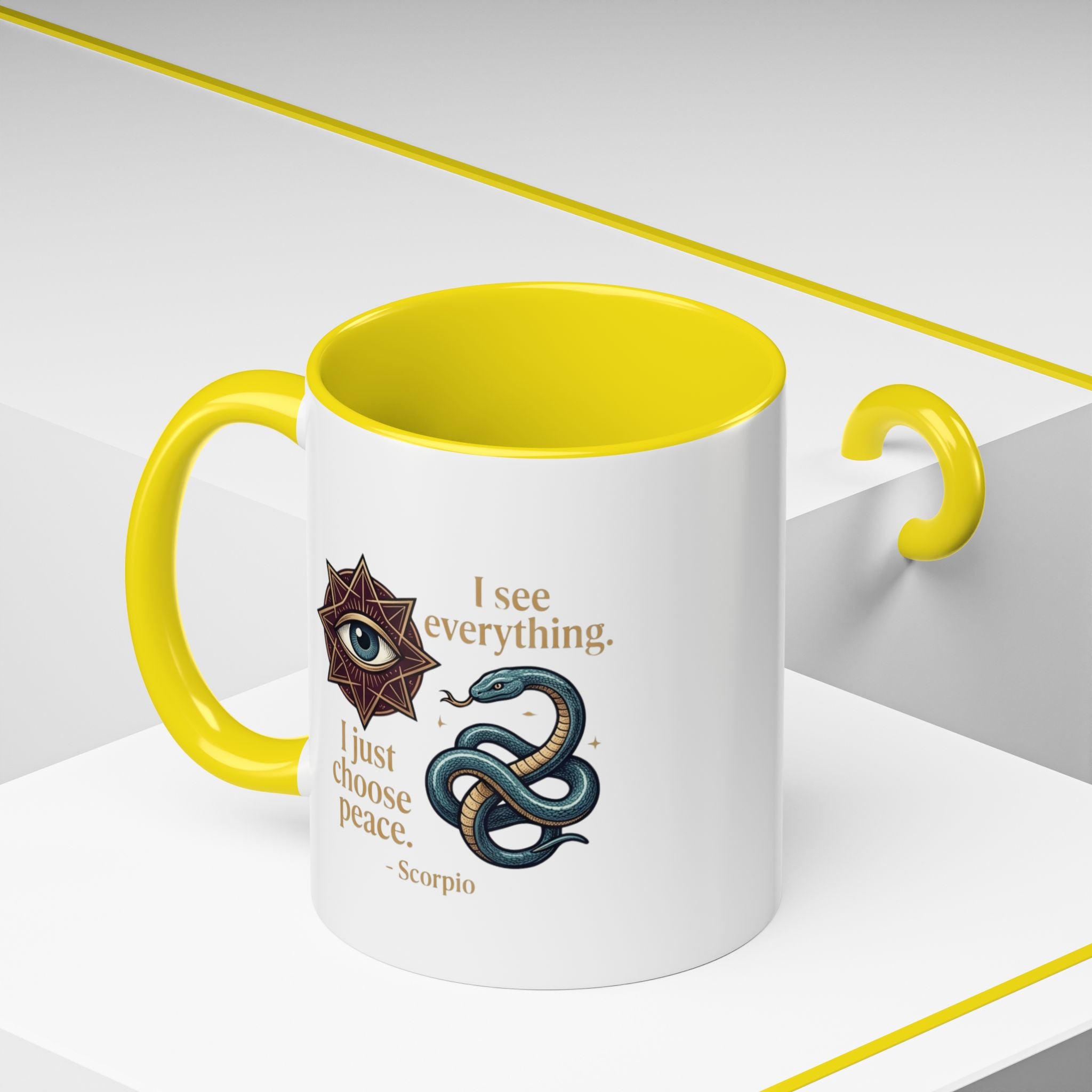 Scorpio Accent Coffee Mug – "I See Everything, I Just Choose Peace" Zodiac Mug