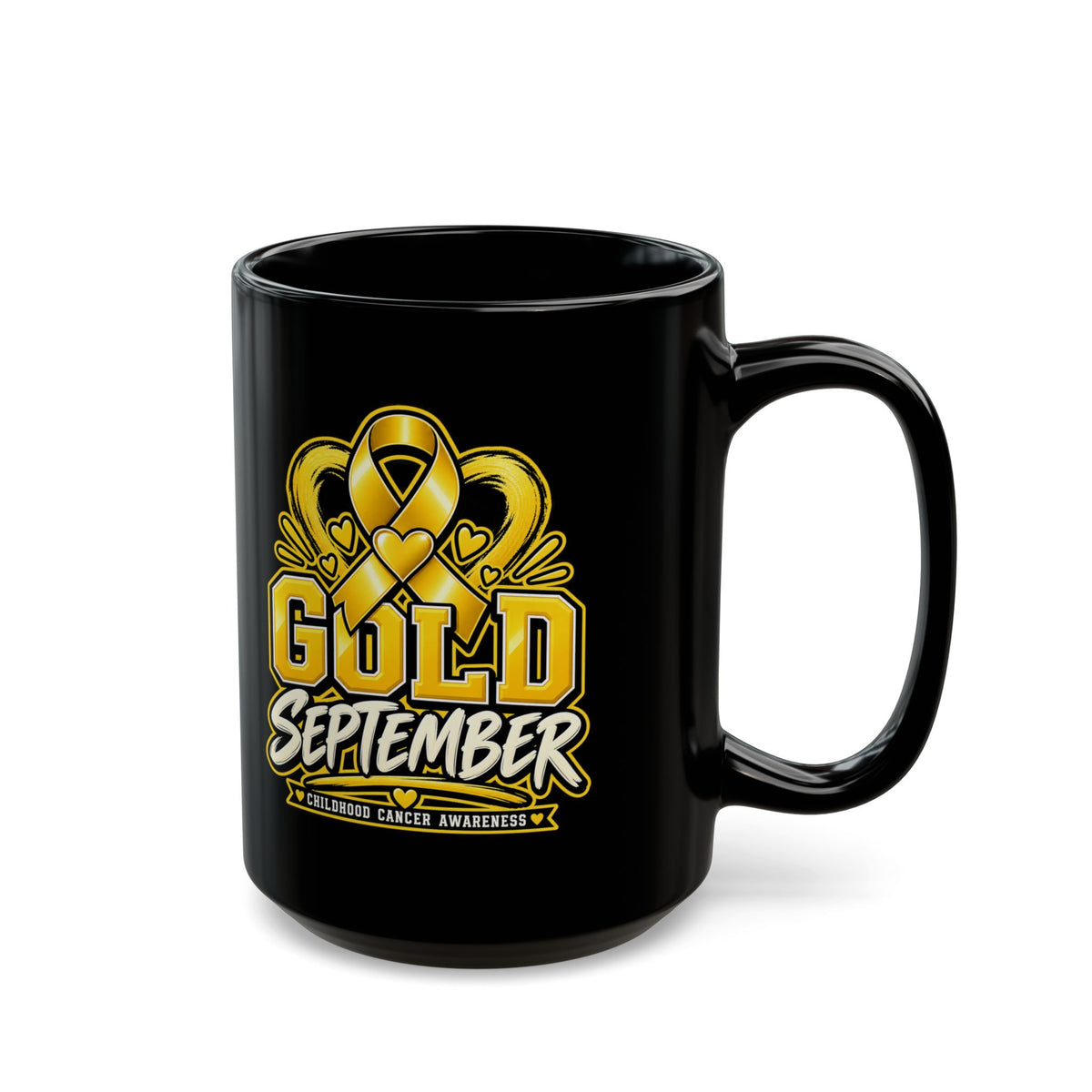 Gold September Mug — Childhood Cancer Awareness Coffee Cup (11oz/15oz)