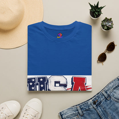 USA Flag Graphic T-Shirt — Patriotic Red White & Blue Tee