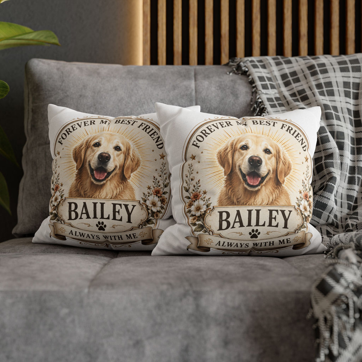 Personalized Dog Pillowcase Milo Bailey Dog Dad Mom - "Forever My Best Friend" Golden Retriever Tribute