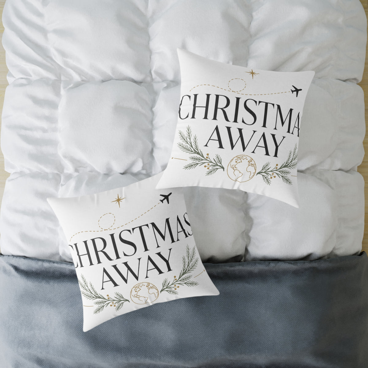 Christmas Holiday Travel Pillow | "Christmas Away" Decorative Throw Cushion