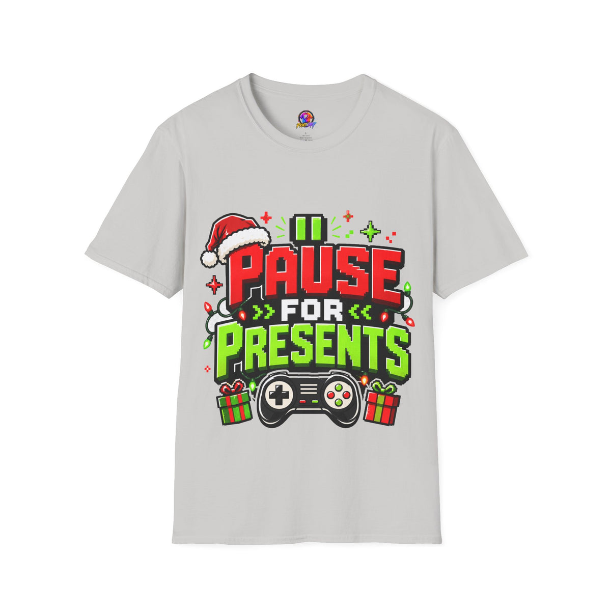 T-Shirt — "Pause for Presents" Christmas Gamer Tee