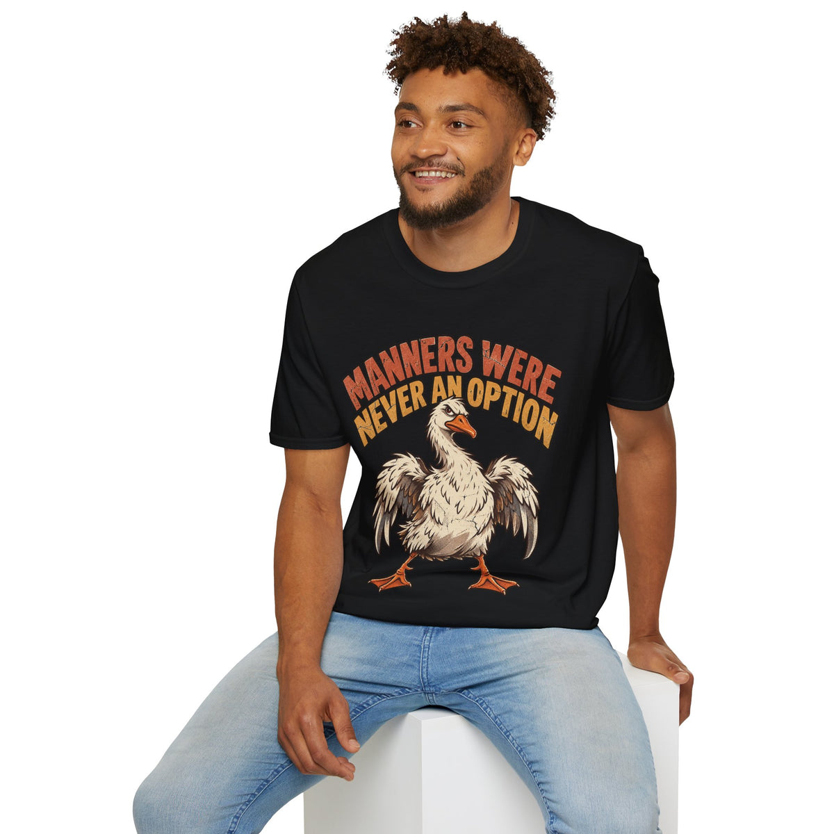 Funny And Witty “Manners Were Never An Option” Goose Graphic T-Shirt