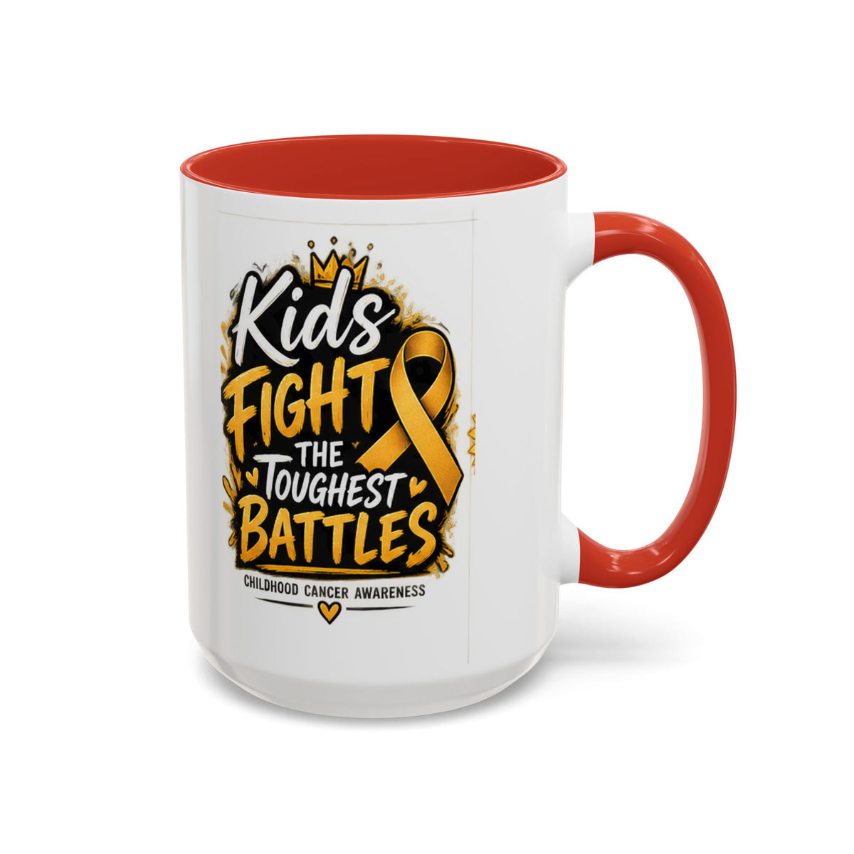 Kids Fight The Toughest Battles Accent Coffee Mug — Childhood Cancer Awareness 11/15oz