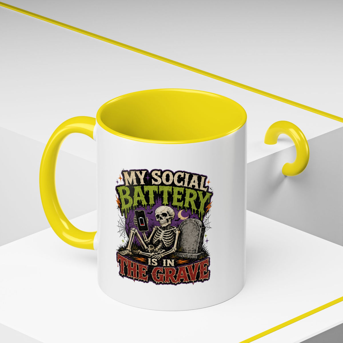 Halloween  My Social Battery Accent Coffee Mug