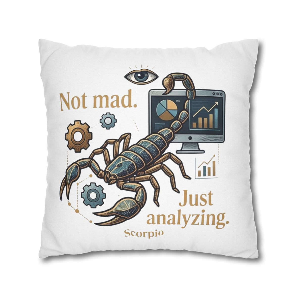 Scorpio Pillowcase - "Not Mad. Just Analyzing." Astrology Scorpion Decorative Pillow