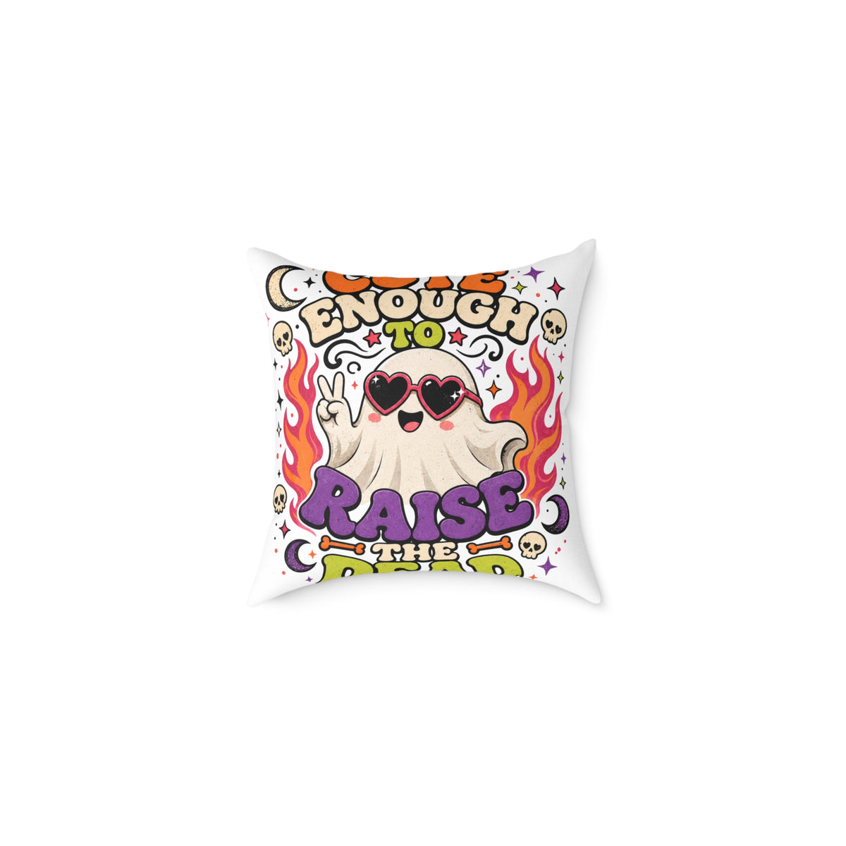 Halloween Pillow — 'Enough to Raise the Dead' Retro Ghost Decorative Throw Pillow