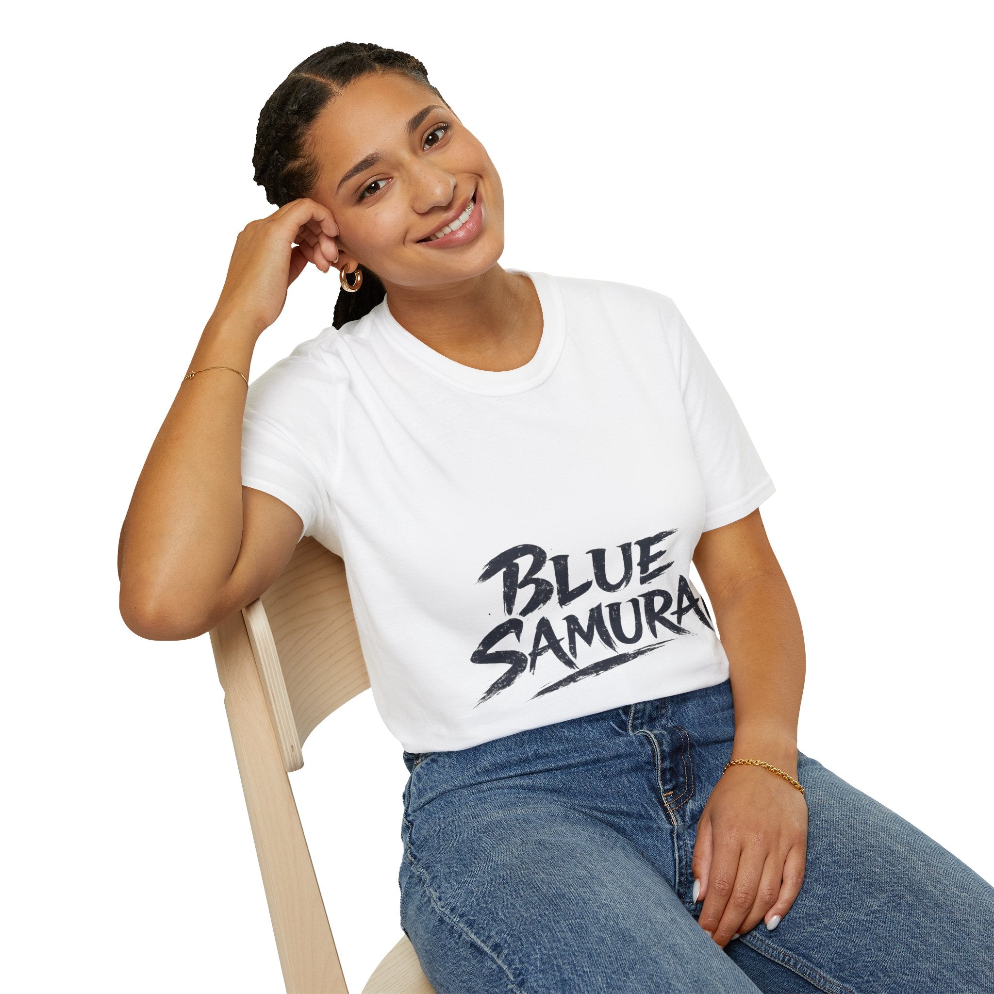 Japan Blue Samurai T-Shirt — Bold Brushstroke Graphic Tee