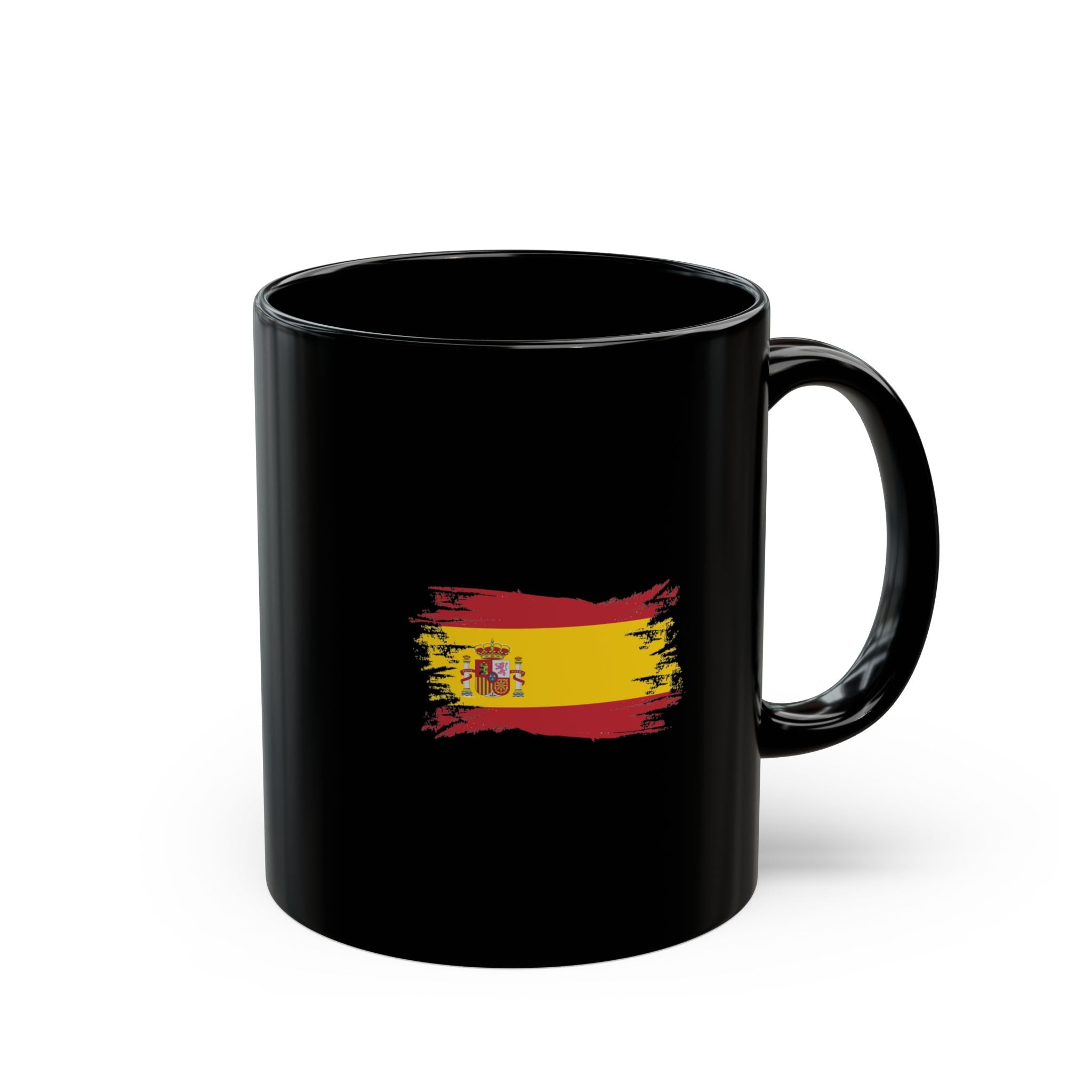 Spanish Flag Black Coffee Mug — Brushstroke Spain Flag
