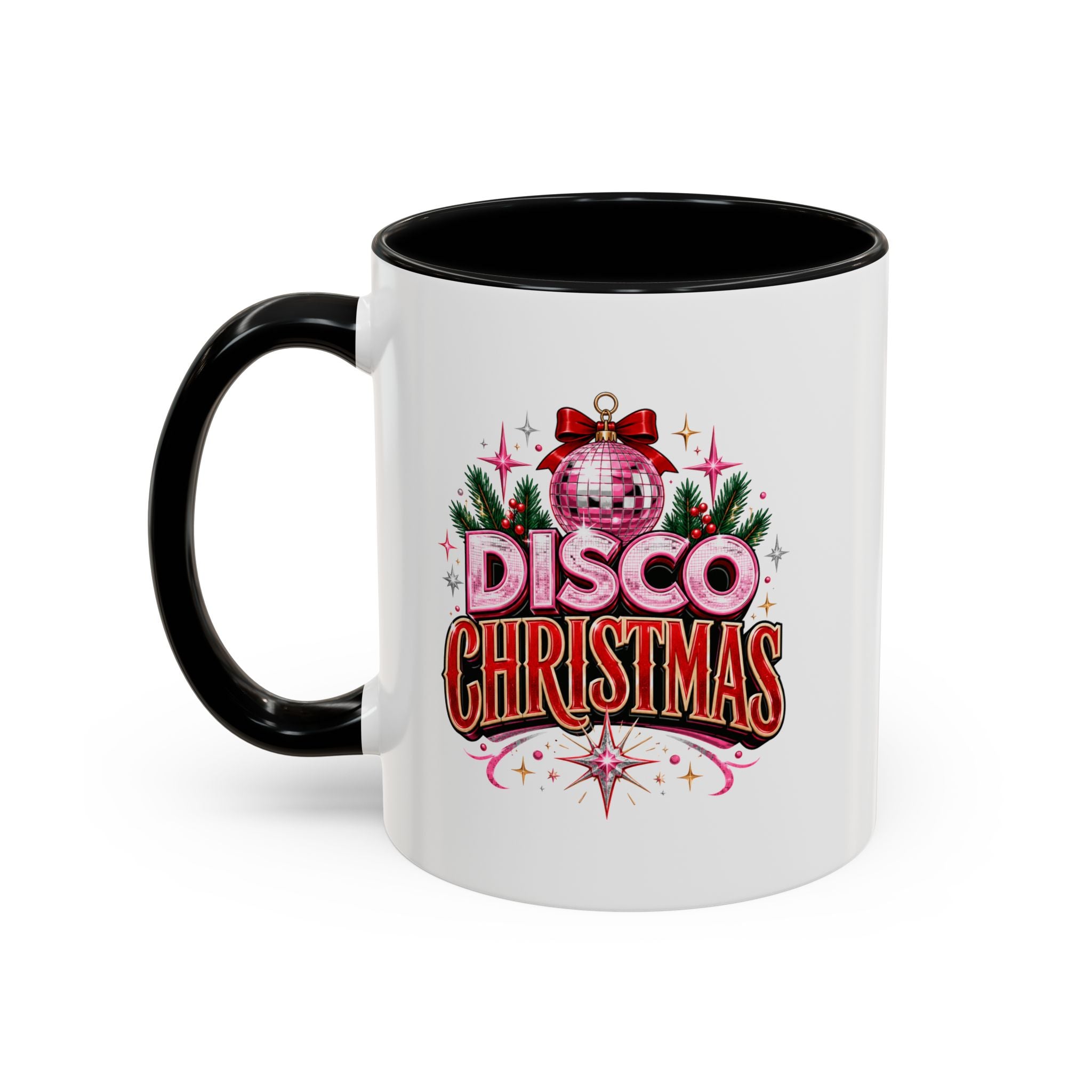 Disco Christmas Coffee Mug — Retro Holiday Disco Ball Christmas Tree Accent Mug