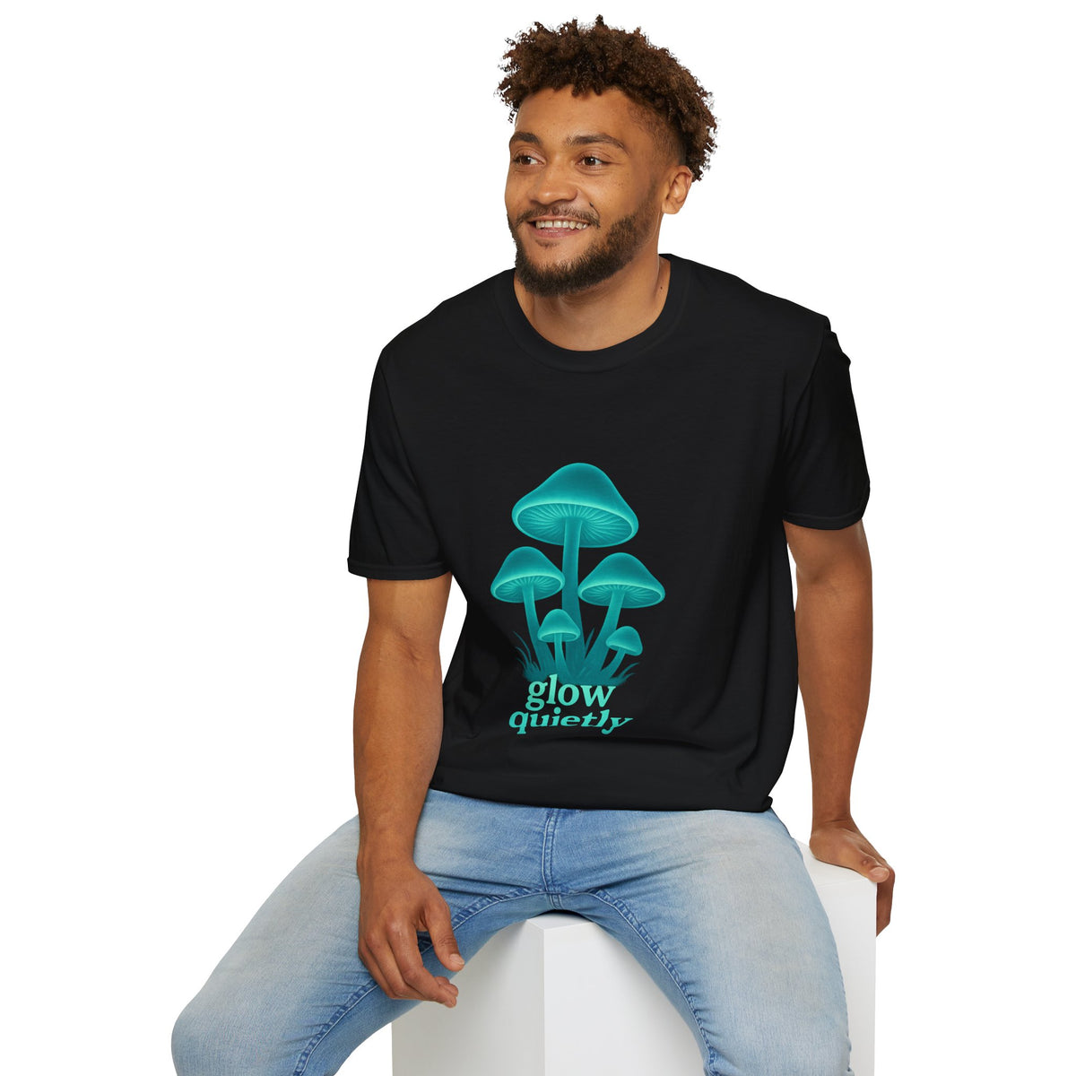 Mushroom Graphic T-Shirt — 'Grow Quietly' Teal Fungi Tee - Trending Now - August 2026