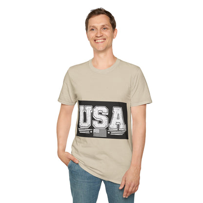 USA Vintage Block T-Shirt — Patriotic Americana Graphic Tee