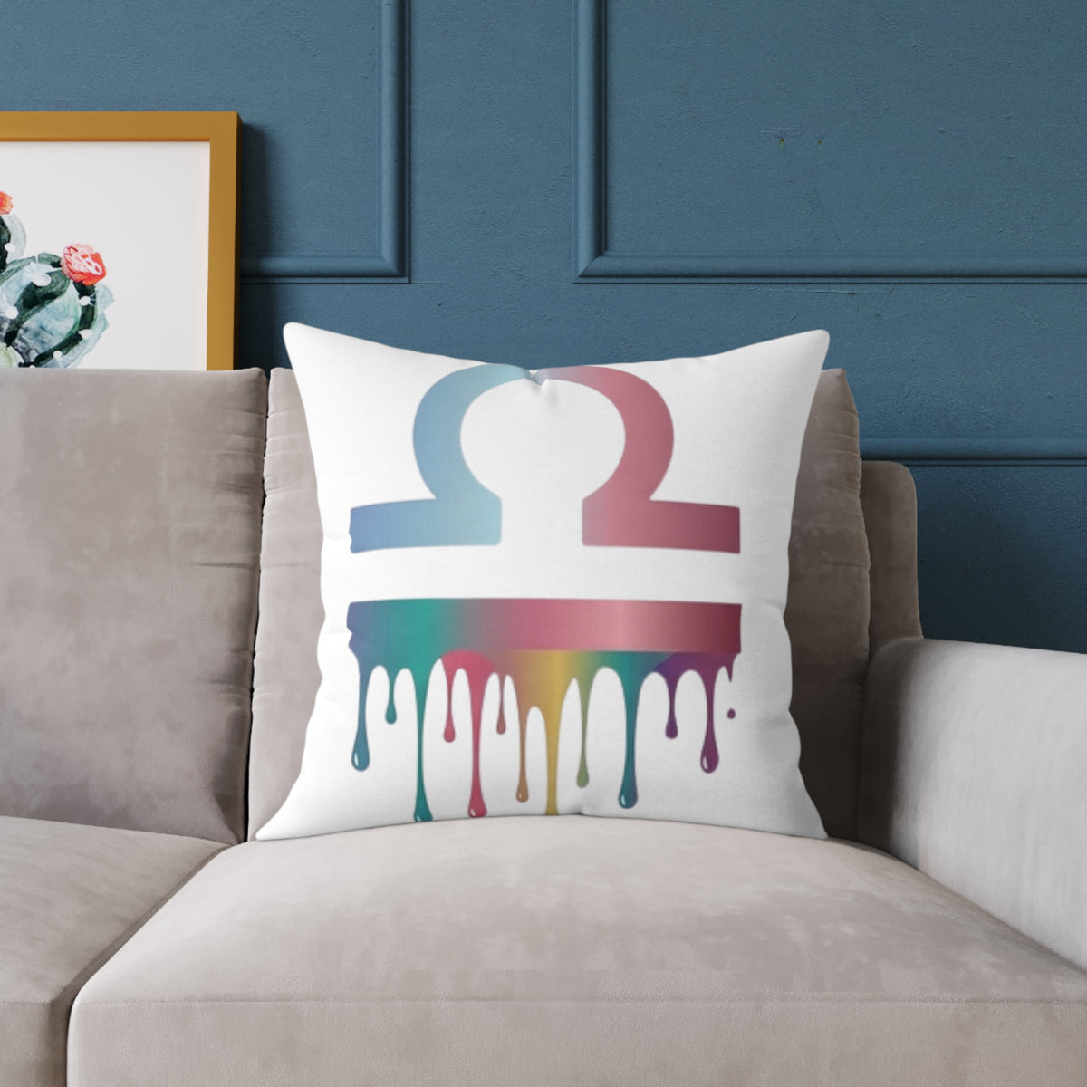 Libra Zodiac Dripping Astrological Square Poly Canvas Pillow