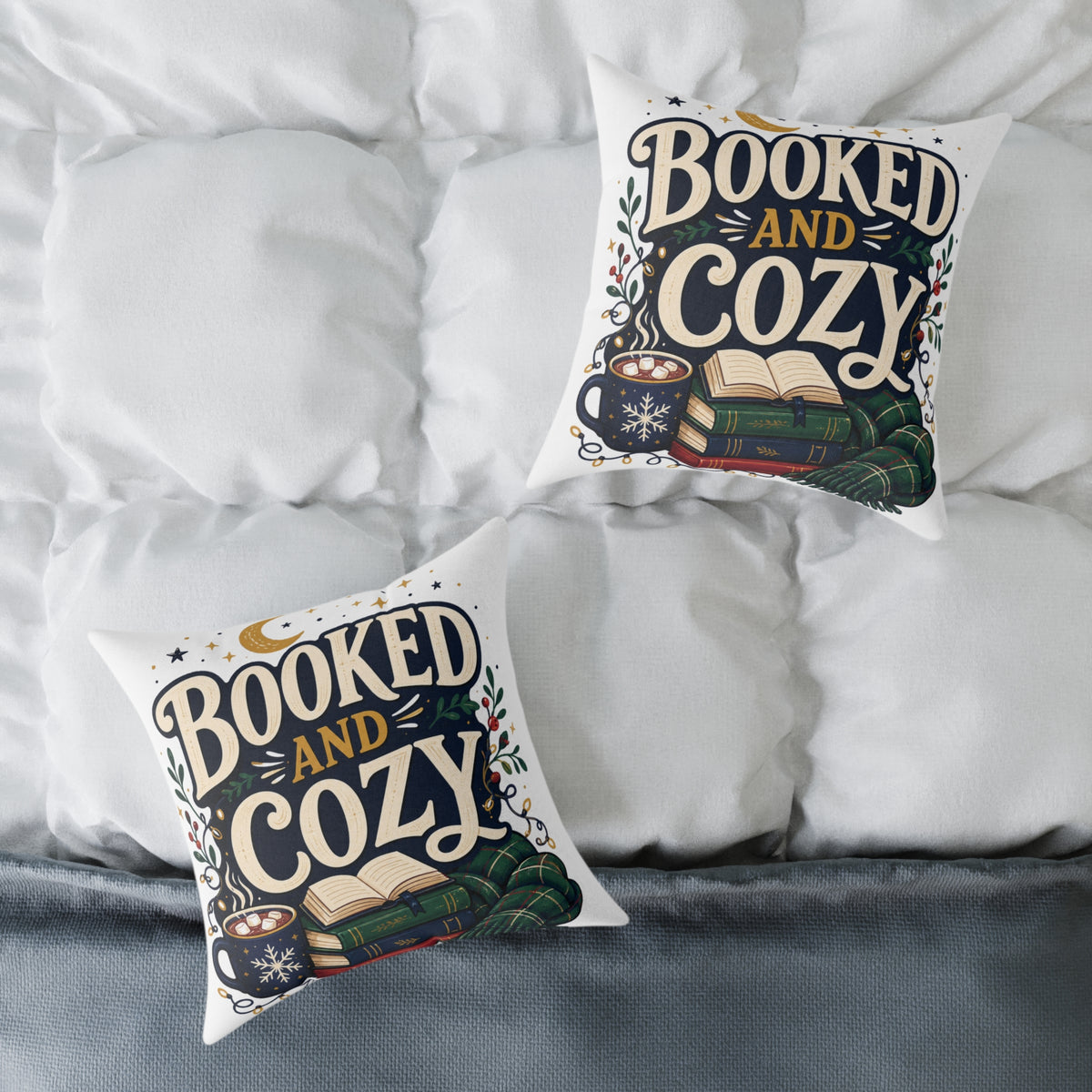 Modern Day Christmas Booked And Cozy Square Pillow