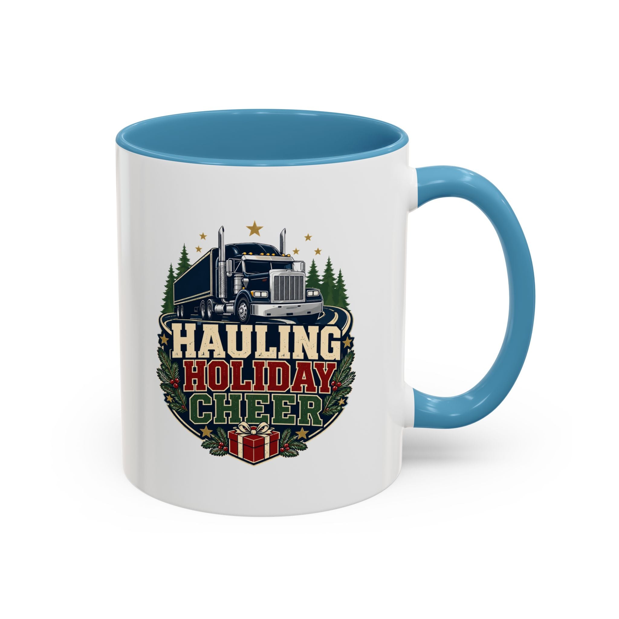 Modern Day Christmas Hauling Holiday Cheer Coffee Mug