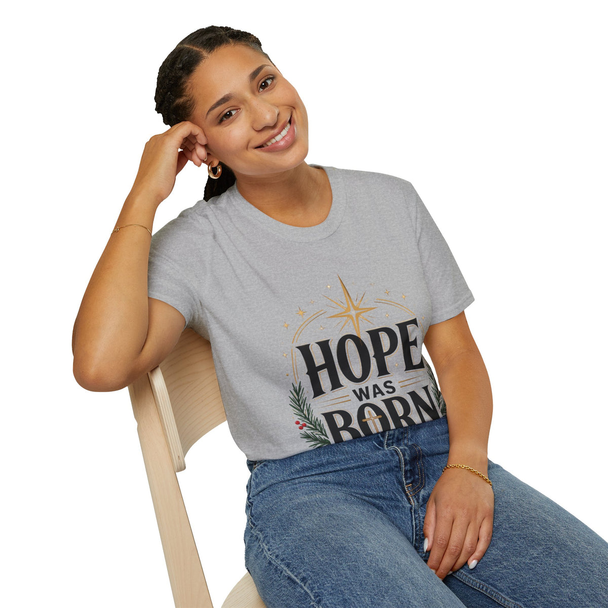 Hope Was Born T‑Shirt — Christmas Nativity Star Holiday Tee