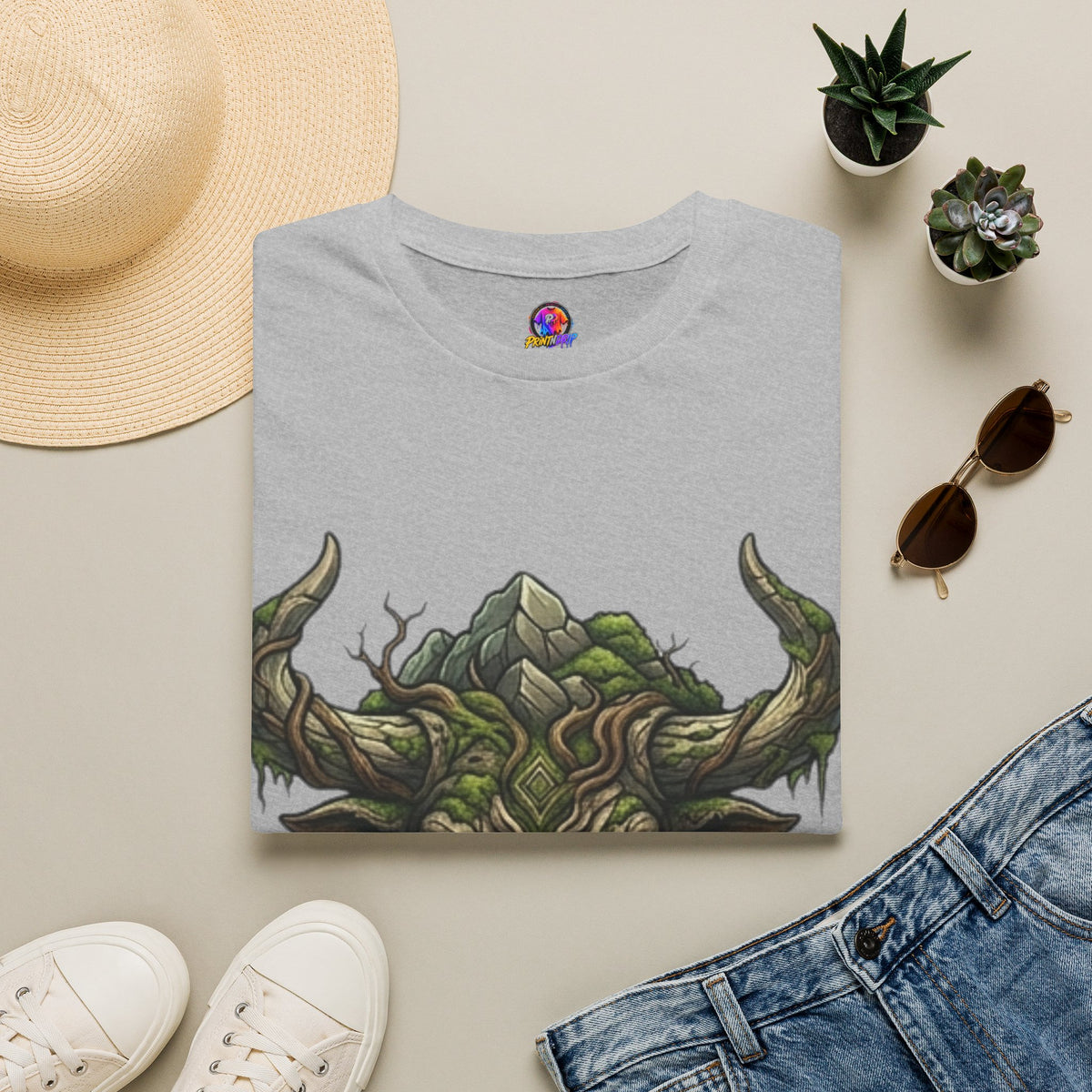 Forest Spirit Bull T-Shirt — Greenwood Celtic Nature Bull Design