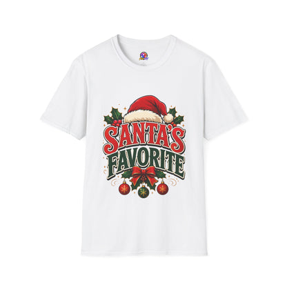 Santa's Favorite T-Shirt — Festive Christmas Tee with Santa Hat & Holly