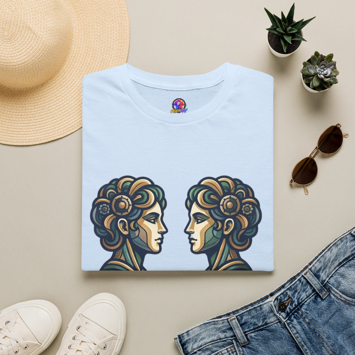 Gemini Zodiac T‑Shirt — Vintage Twins Astrology Tee ("Gemini: Jack of All Trades")