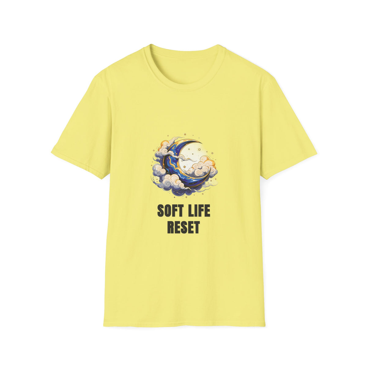 Soft Life Reset T-Shirt — Crescent Moon Cloud Graphic Tee - Trending Now - August 2026