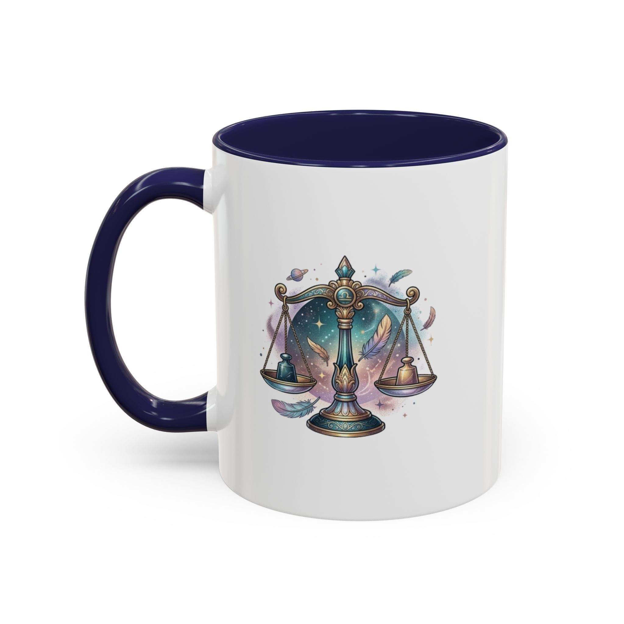 Libra Zodiac Scales Accent Coffee Mug — Astrology Constellation Gift