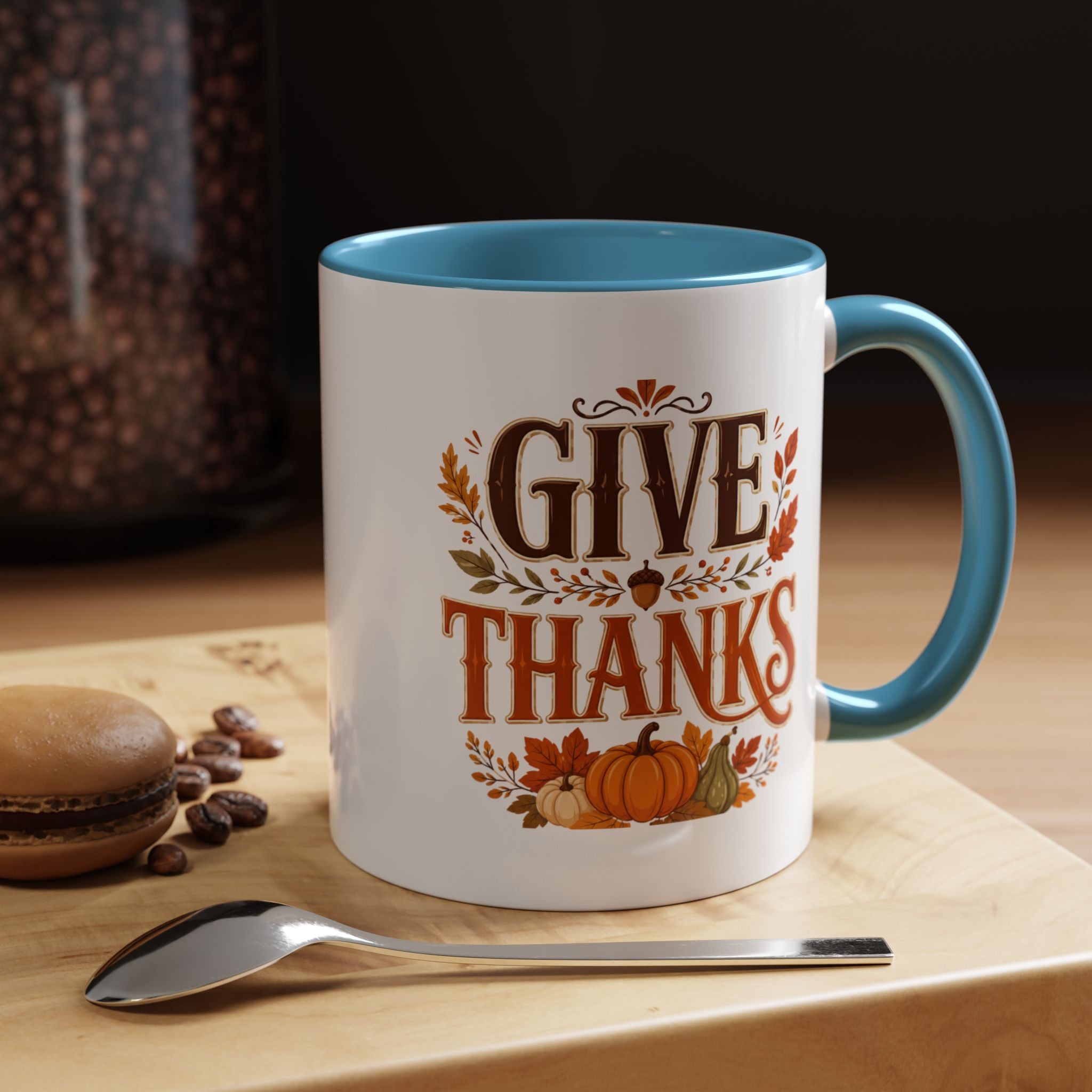 Thanksgiving Mug Give Thanks Coffee Mug — Thanksgiving Fall Accent Mug