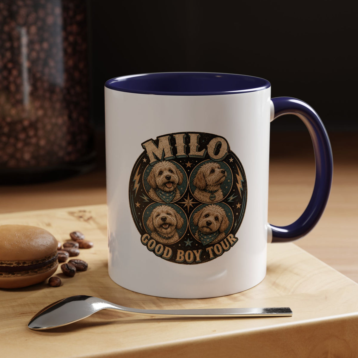 Milo Bailey Dog Dad Mom Milo "Good Boy Tour" Accent Coffee Mug —  Cute Dog Portraits