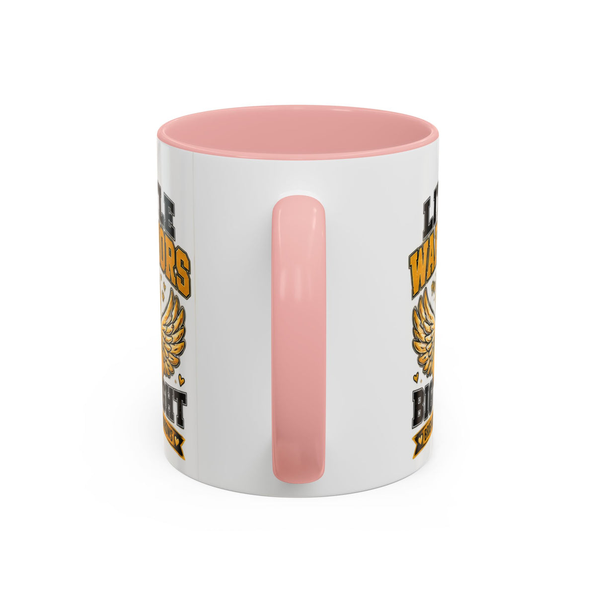 Little Warriors Big Fight Childhood Cancer Awareness Coffee Mug — Gold Ribbon Support Accent Mug