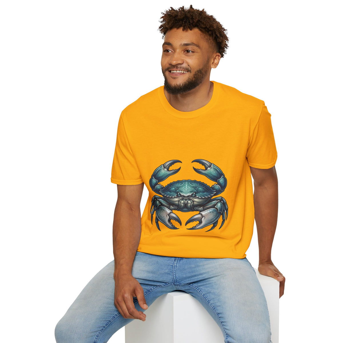 Cancer Zodiac Crabby Coastal Tee - Blue Green Crab Graphic T-Shirt
